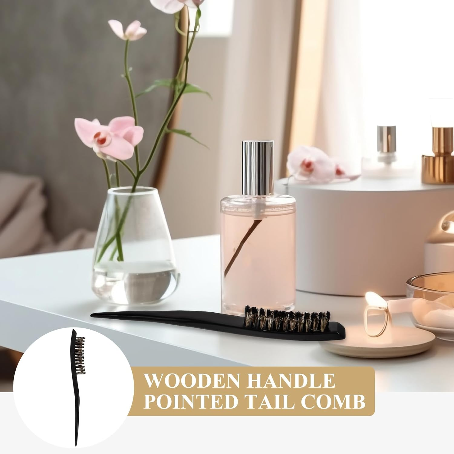 FRCOLOR Bristle Brush Hair Brush for Slicking Hair Back Slick Women Teasing Slick Back Hard Bristle for Thin Bristle Smooth Comb