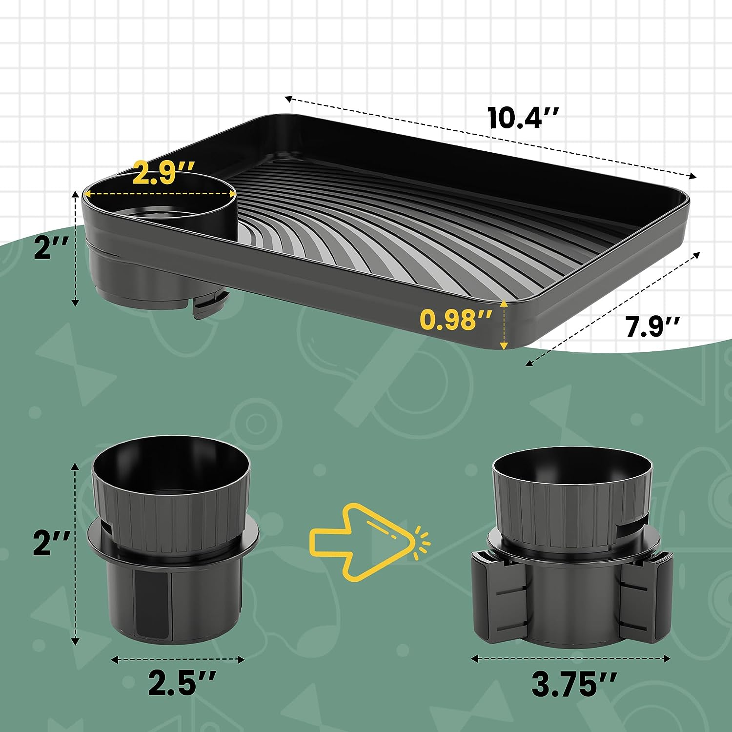 Car Seat Tray for Kids Car Seat Tray with Expandable Base for Snacks, Toys, Books, Entertainment Kids Travel Essentials Fits Most Cup Holders (1) image number 5