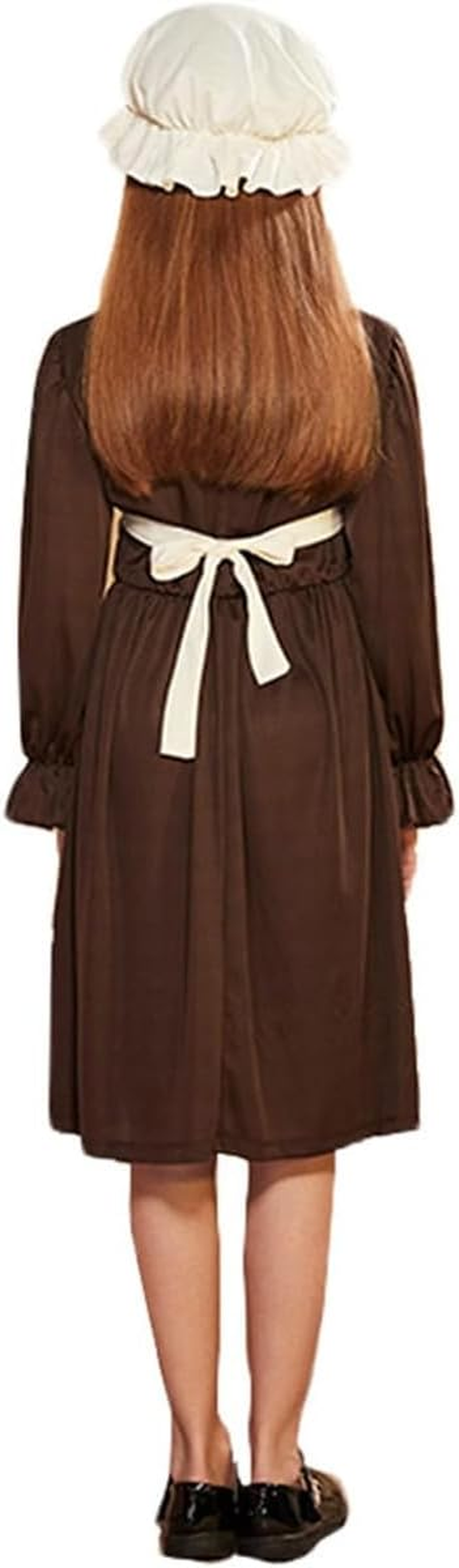Girls Book Week Costumes,Girl Victorian Costume Dress for Halloween Book Week Cosplay Costume,Victorian Maid Costume for Girls with Apron and Bonnet Hat Age 4-10 Years image number 3