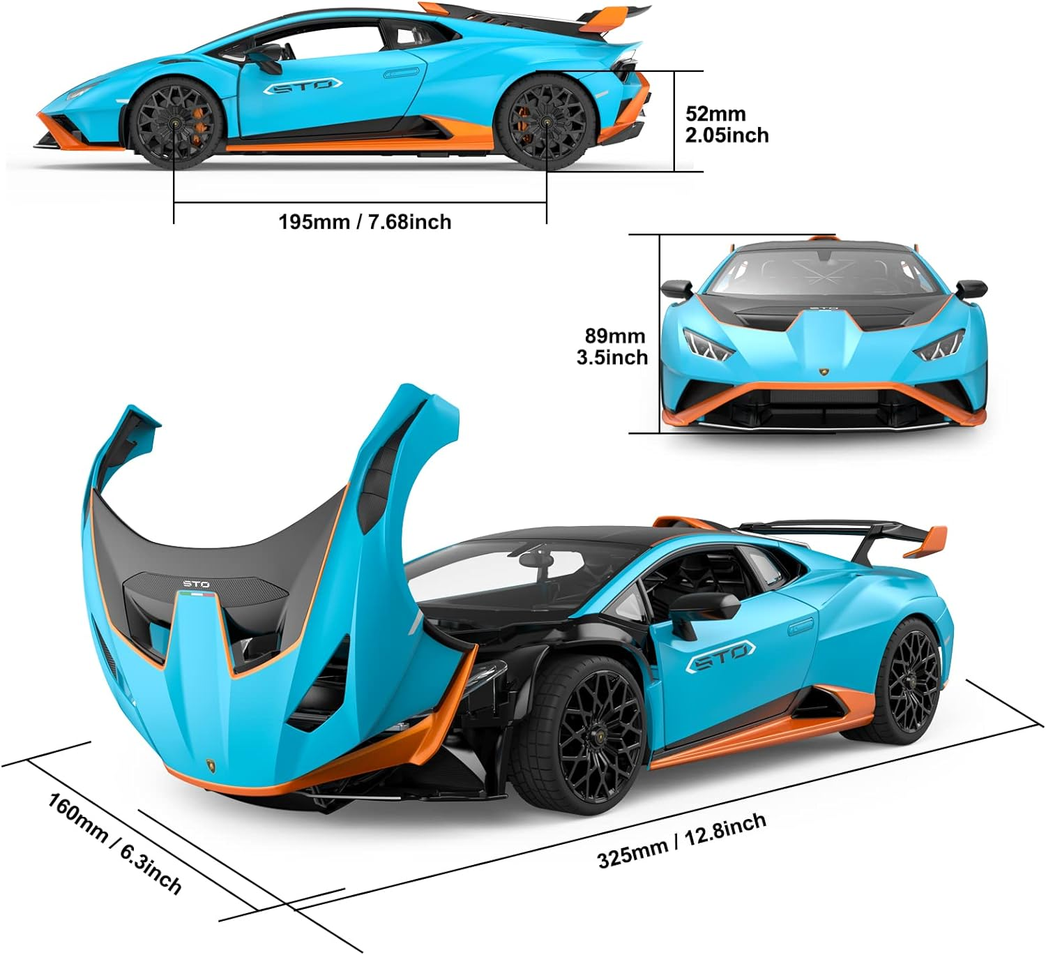 Lamborghini RC Car Rastar 1:14 Lamborghini Hurac&aacute;n STO Remote Control Car Blue Toy Car image number 2