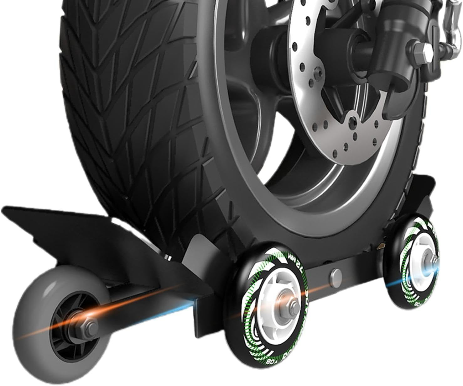 Motorcycle Wheel - Portable Motorcycle Mover Wheel Set of 4,Multi-Bearing Design Tire Jack, Foldable Motorcycle Mover for Electric Vehicles, Motorcycles image number 4