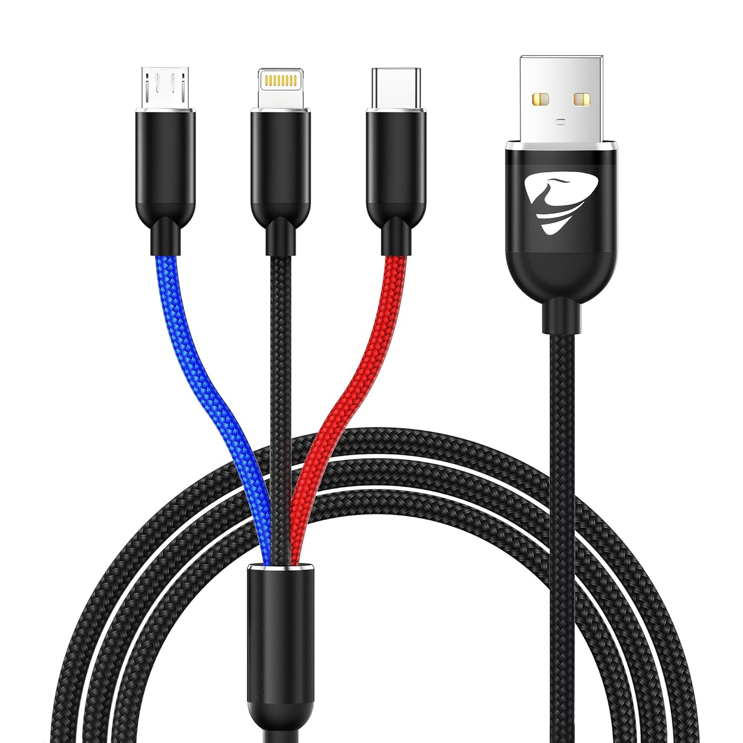 Aioneus 3 in 1 Charging Cable, Multi Charging Cable 1.2M USB C Cable 3-In-1 USB Fast Charging Cable with Type-C, Micro USB and Lightning Cable Compatible with Iphone, Galaxy, Ipad, Tablets, Huawei image number 6