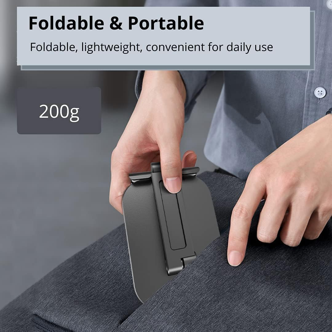 Vortex ZMZJ01 Adjustable Height Foldable Portable Mobile Phone Stand, ABS Compatible with Iphone, Samsung Google Pixel (4.7-13 Inches) Mobile Phones and Tablets, Black