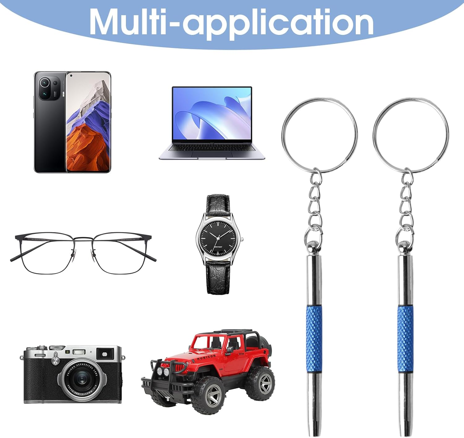 2 Pcs Precision Screwdriver Eyeglass Repair Kit, 3-In-1 Mini Screwdriver Set with Keyring for Glasses, Watches, Electronics & Small Devices, Compact & Portable (Blue) image number 6