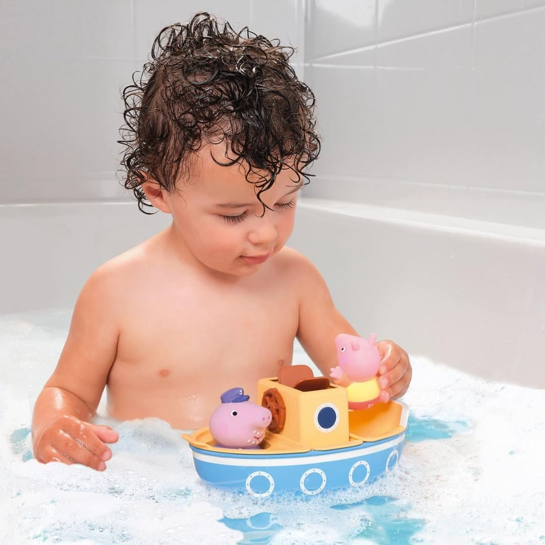 Tomy Toomies Peppa Pig Grandpa Pig&rsquo;S Splash & Pour Boat. Baby, Toddler, Kids Bath Toys for Paddling Pool, Water Play, Fun Bath Accessories, Suitable for Ages 18 Months and Older