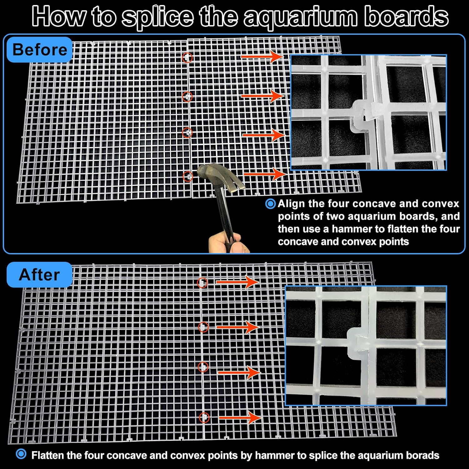 4 Aquarium Lid Hood Fish Tank Top Cover Terrarium Lid Plastic Grid Panel Egg Crate Grate 6 Aquarium Glass Cover Board Clip image number 1