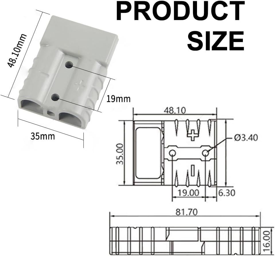 2Pcs Anderson Plug Connector Electric Forklift Charging Plug Large Current 1 to 2 Splitter Quick Connect Disconnect Connector for Battery Harness 300Mm Double Y Extension Adapter 50A Charging Cable image number 2