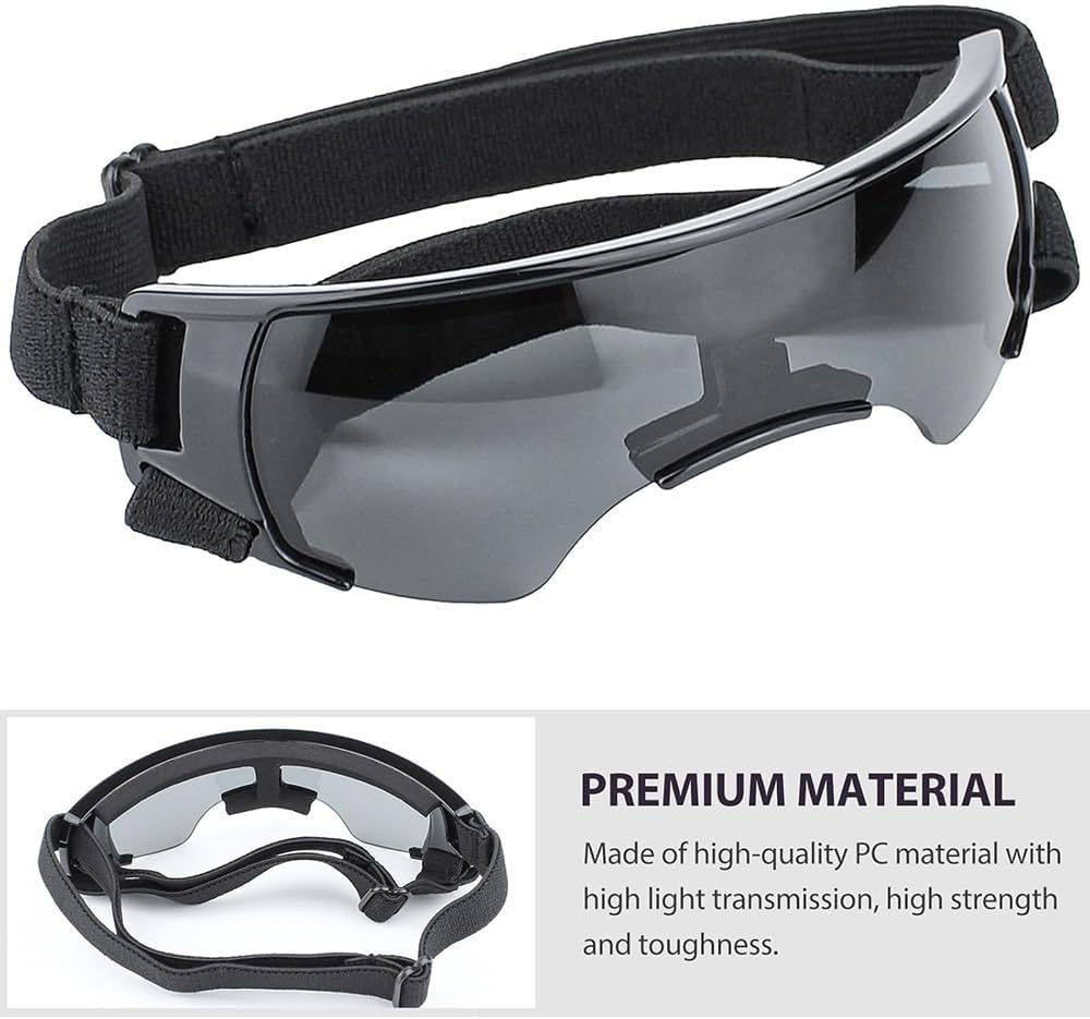 Dog Sunglasses Goggles, Windproof Waterproof Pet Glasses with Adjustable Strap, Cool Outdoor Accessories for Small and Medium Dogs (Black) image number 4