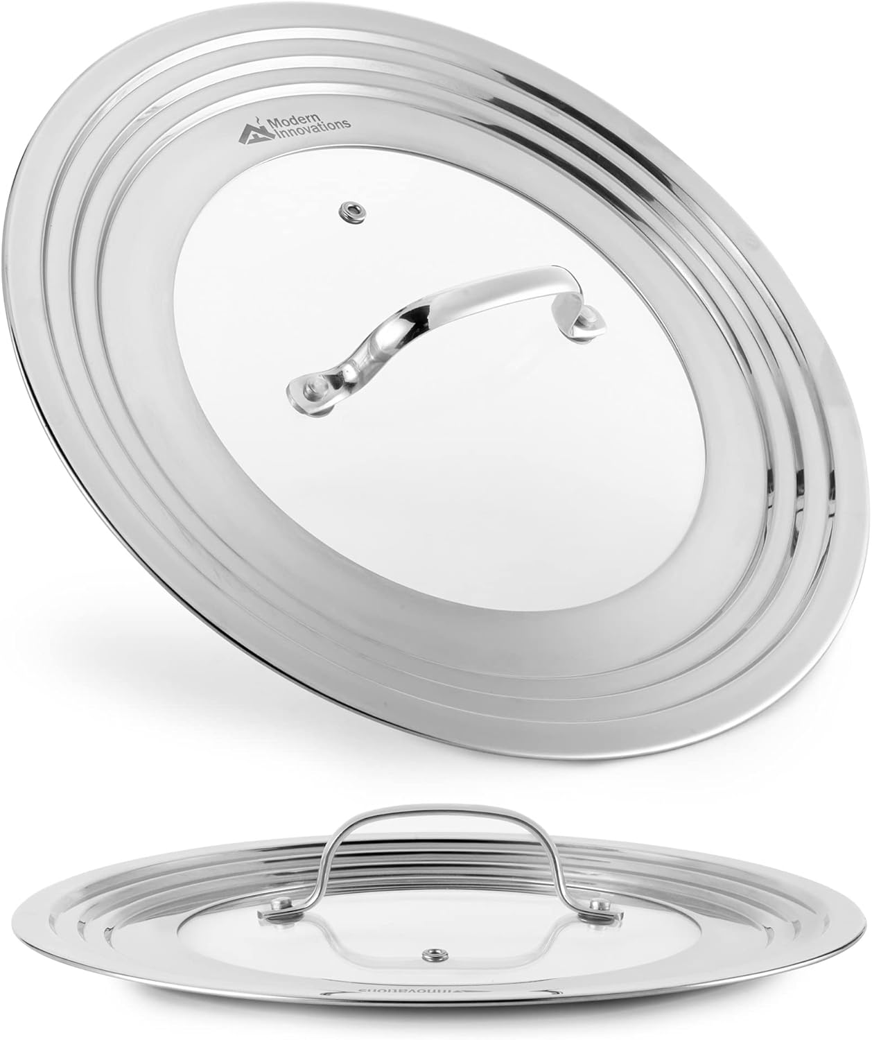Modern Innovations Universal Lid with Tempered Glass Top for Pots & Pans, Fits 8.25, 9, 10, 11, and 12 Inch Cookware - Large Replacement Frying Pan Cover, Cast Iron Skillet Lids - Stainless Steel image number 3