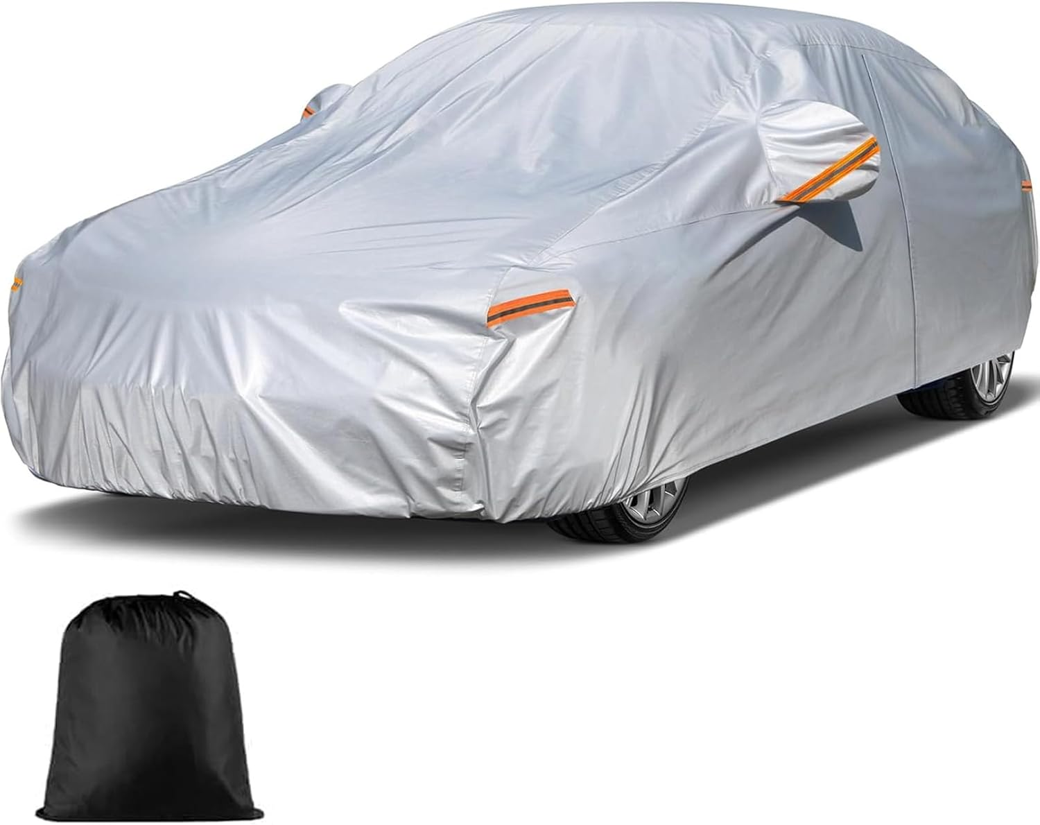 Car Cover Waterproof All Weather,6-Layer Car Cover,Outdoor Full Cover Rain Sun UV Protection with Zipper Cotton,Universal Fit for Sedan and Suvs (193 X 75 X 59 Inch) image number 2