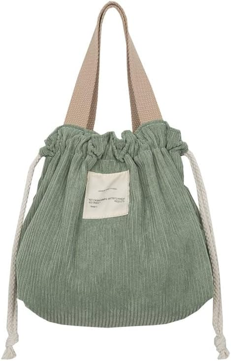 XINGNIAO Portable Drawstring Corduroy Bento Lunch Bag Japanese Style Bento Box Carrier