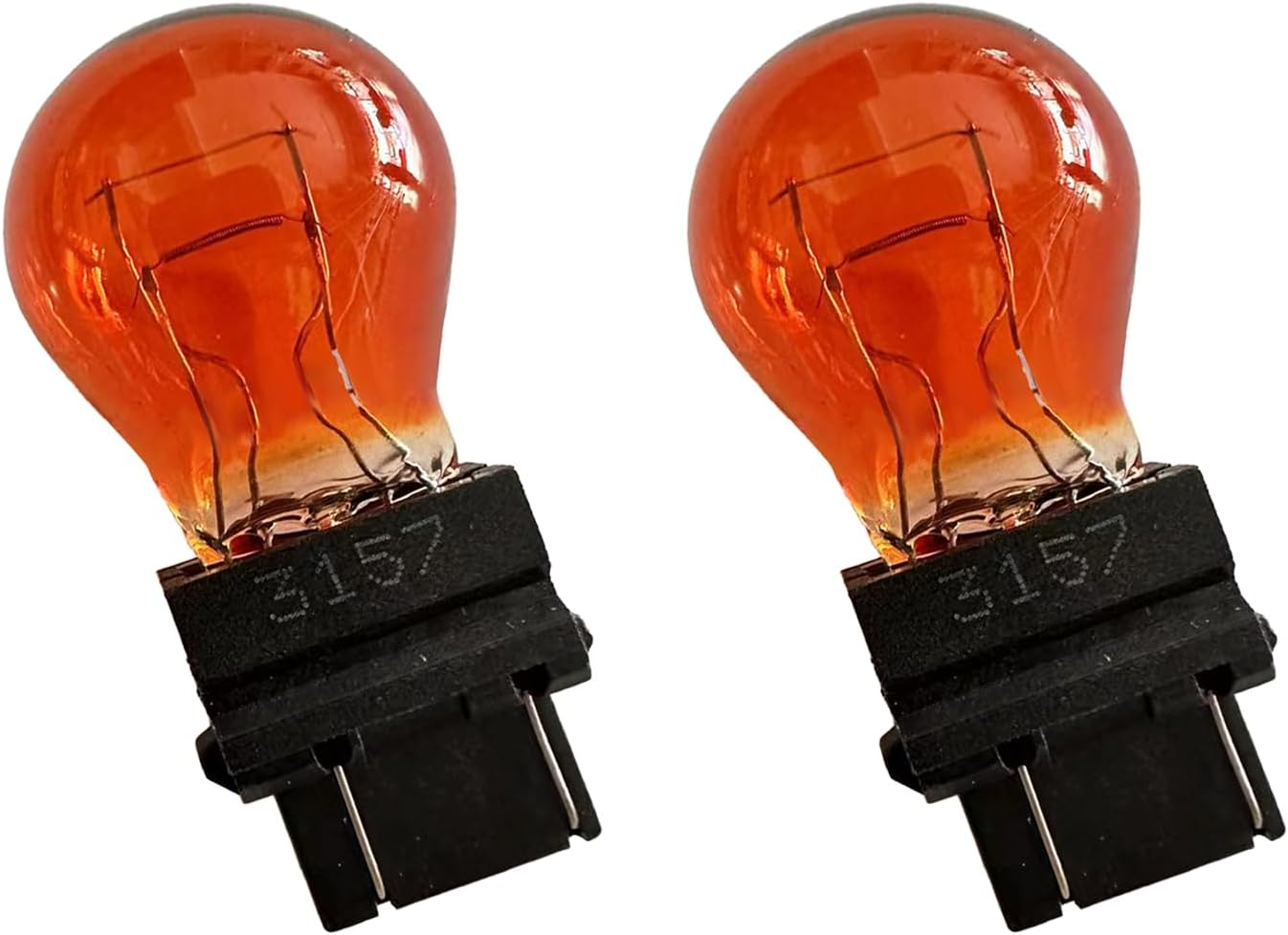 3157 Car Halogen Light Bulb, 12V P27-7W 3000K Automotive Brake/Reverse/Tail/Turn Signal/Side Marker Light Replacement Bulbs, Universal Long-Life Miniature Bulb for Cars Trucks Suvs (Amber)