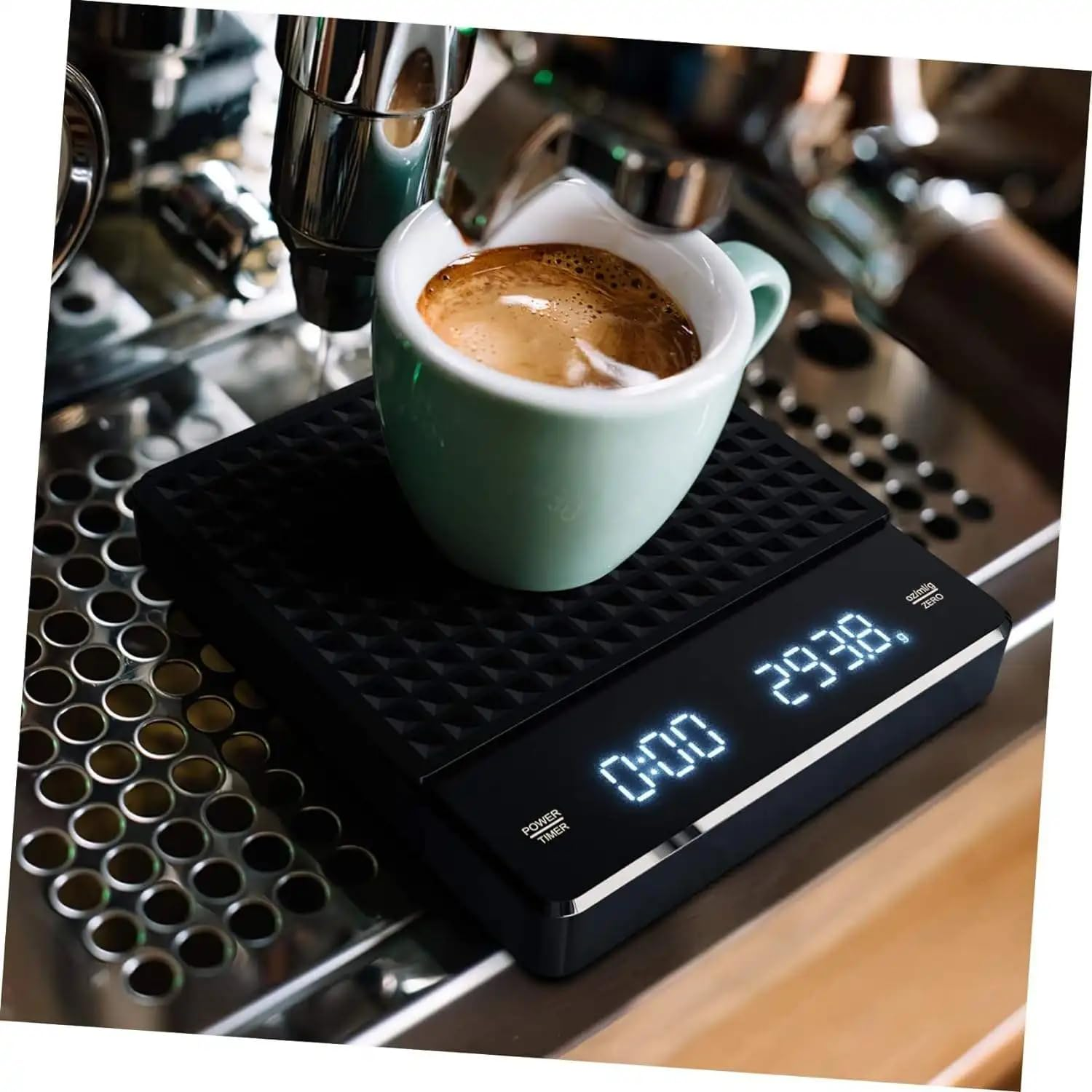 Digital Coffee Scale with Timer (3Kg/0.1G) High Precision Espresso Electronic Food Gram Scale | C Type Rechargeable with LED Touch Screen High Temperature Resistance Base Auto off | Measures Oz/Ml/G image number 2