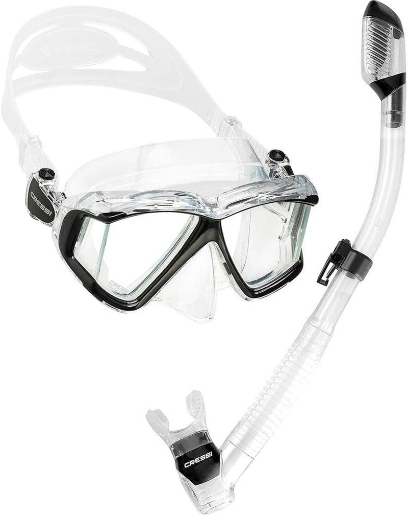 Cressi Panoramic Wide View Mask & Dry Snorkel Kit for Snorkeling, Scuba Diving - Pano 4 & Supernova Dry: Designed in Italy
