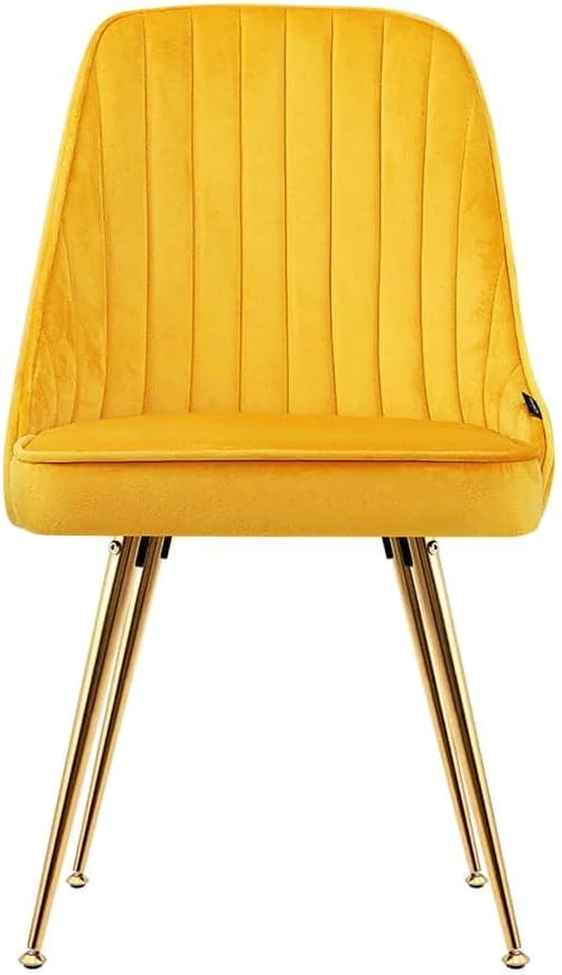 Artiss Dining Chairs Set of 2 Retro Esright Kitchen Chair Nursing Seats Reading Seating Home Living Room Bedroom Cafe Office Furniture, Polyester Fabric, Modern Metal Legs Yellow image number 2