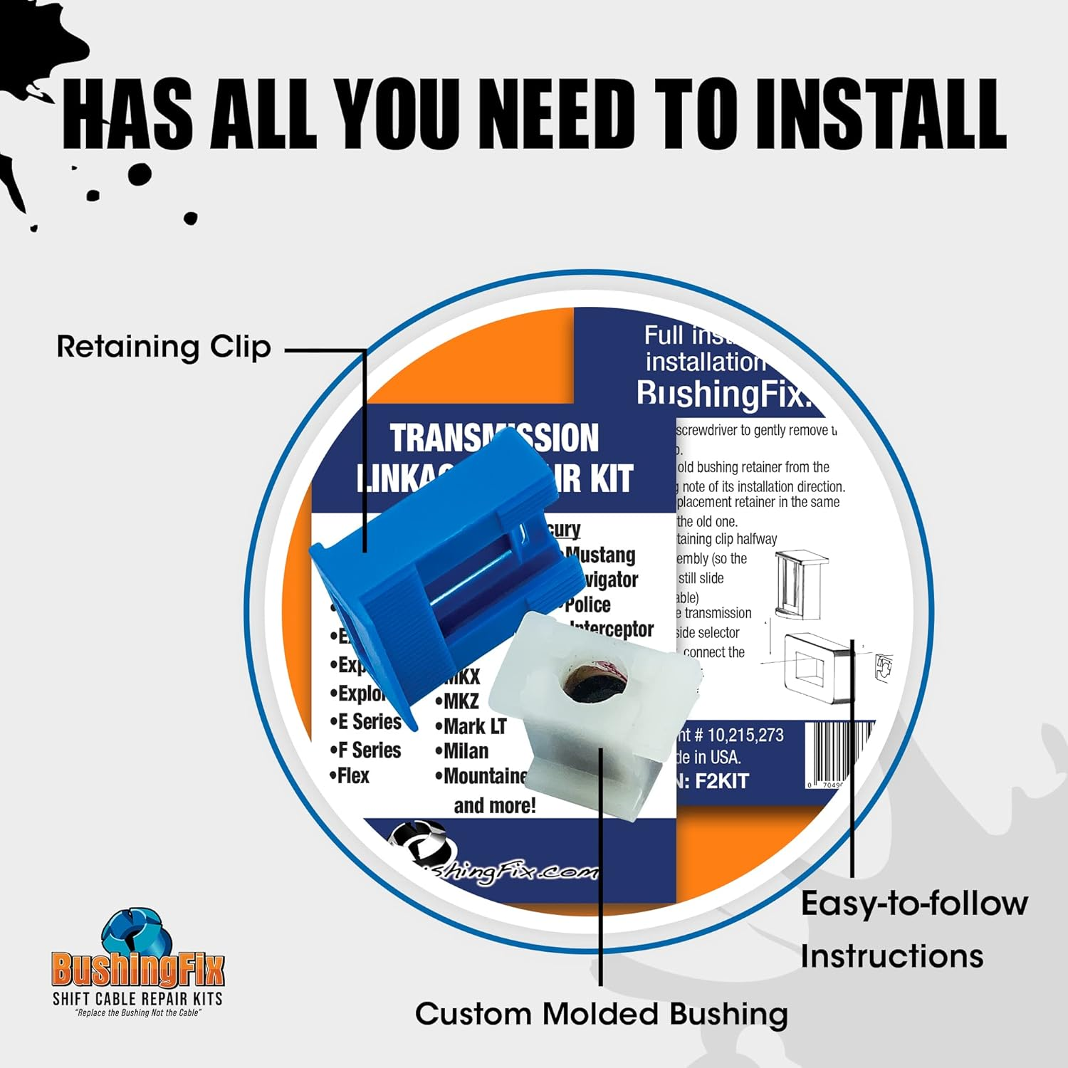 Bushing Fix F2KIT1 - Transmission Shift Cable Bushing Repair image number 5