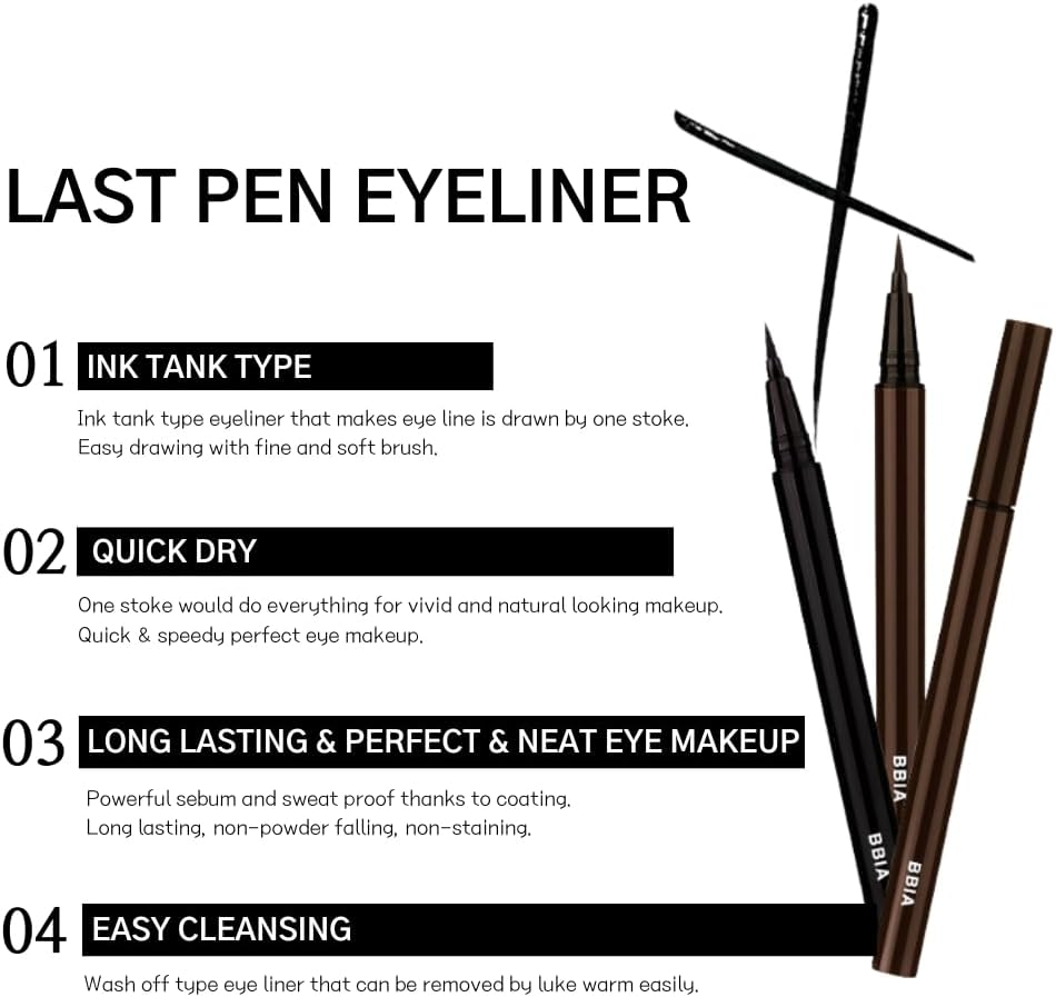 BBIA Last Pen Eyeliner - Waterproof Liquid Pen Eye Liner Long-Lasing Quick Dry Multi-Proof Easy Drawing Ink Tank Type with Precise & Flexible Fine Brush No-Skip Korean Eye Makeup (02 SHARPEN BROWN) image number 3