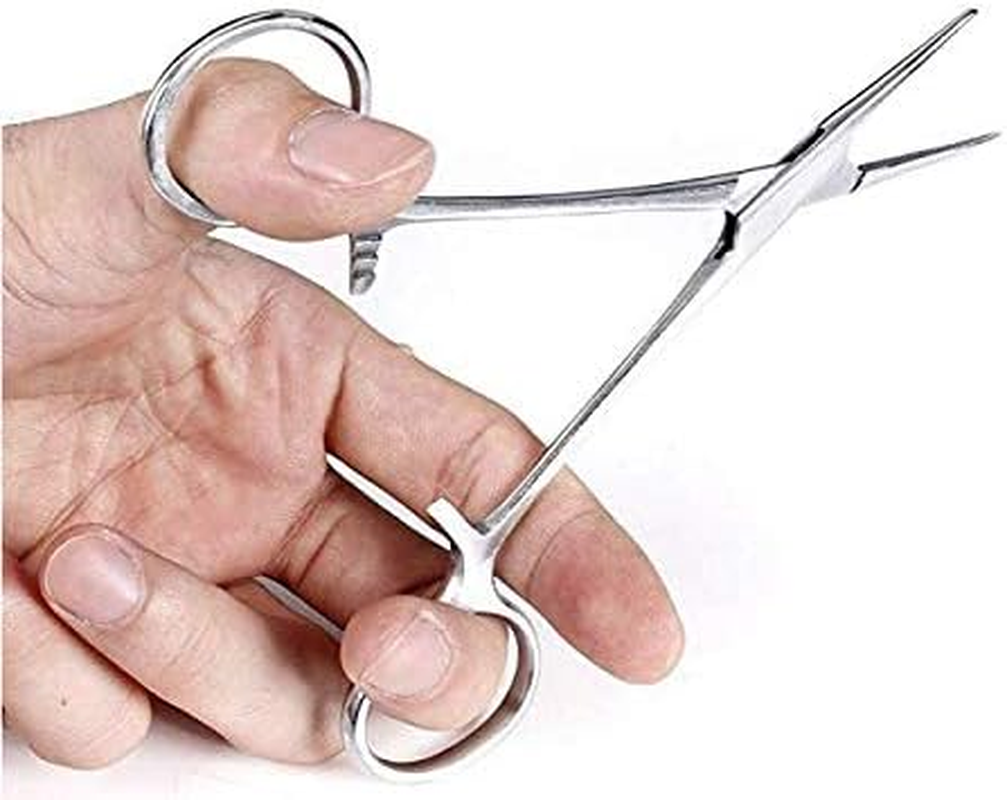WUWYOUWL Hemostat Forceps, Stainless Steel Dog Cat Pet Scissors Ear Hair Clamp Fishing Scissors Tools (12.5Cm Straight)