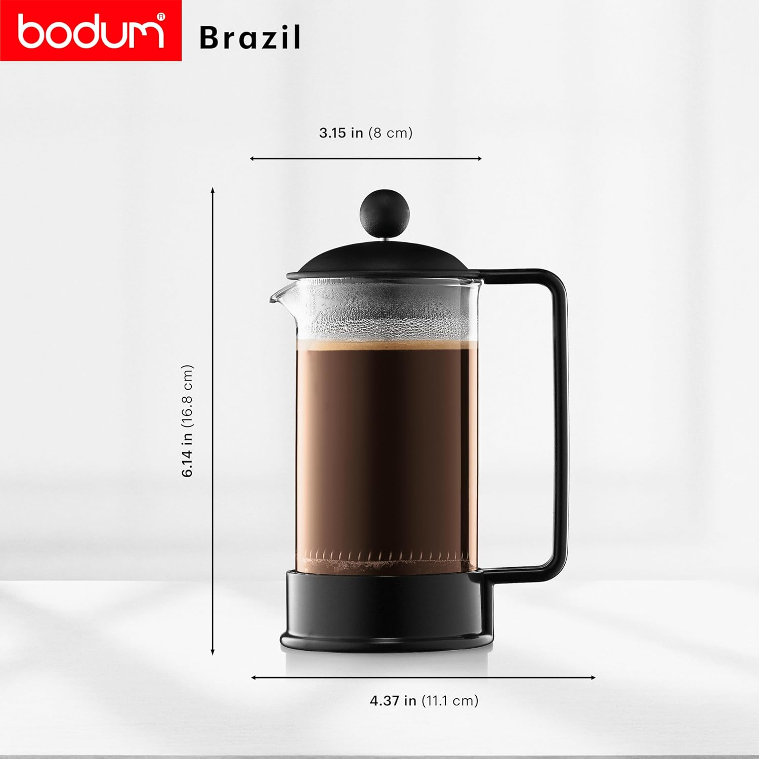 Bodum BRAZIL Coffee Maker, French Press Coffee Maker, Black, 12 Ounce (3 Cup) image number 2