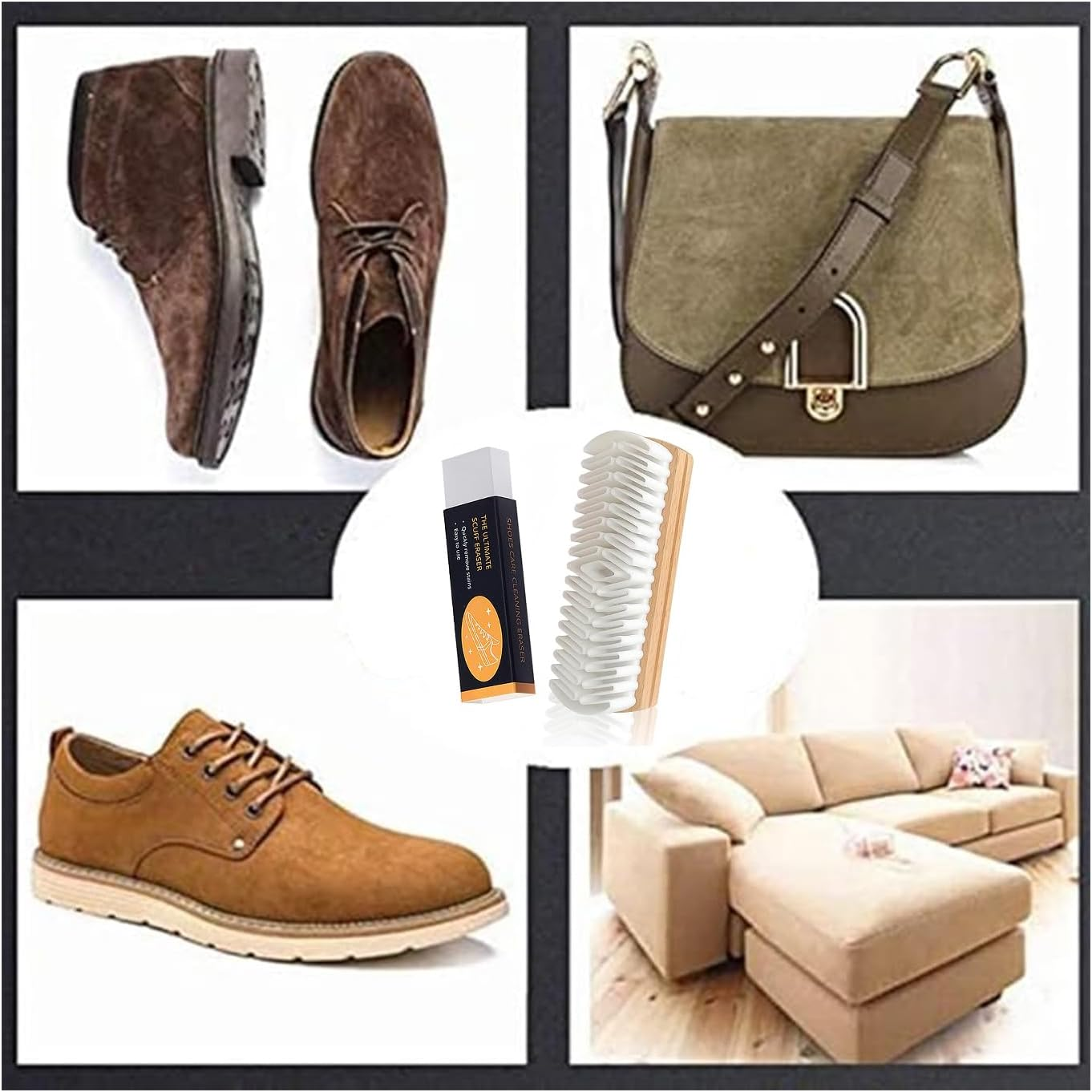 Suede & Nubuck Cleaning Kit by Hard-Wearing Crepe Brush with a Cleaning Eraser,Natural Crepe Wood Brush for Cleaning Shoes, Bags,Clothes and Sofasdecontamination Brushes image number 5