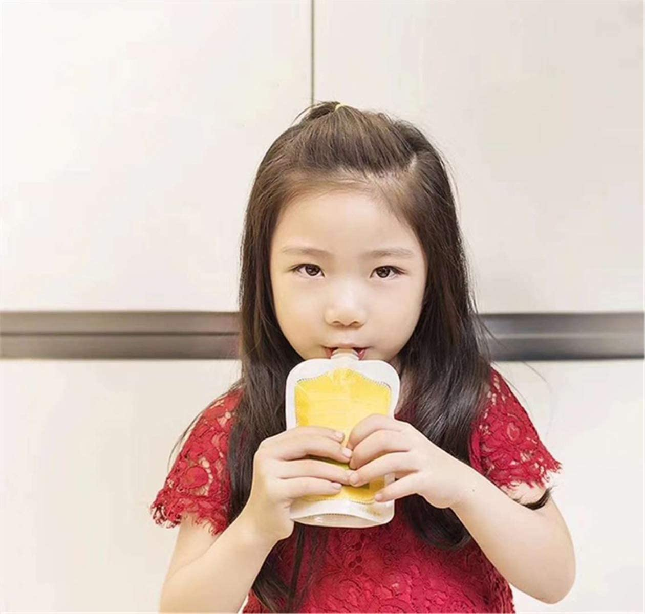 Pack of 50 Food Fruit Juice Puree Pouches Storage Bags Food Container Baby Children Infant Toddlers Feeding Supplies, Portable and Disposable, Clean and Healthy image number 3