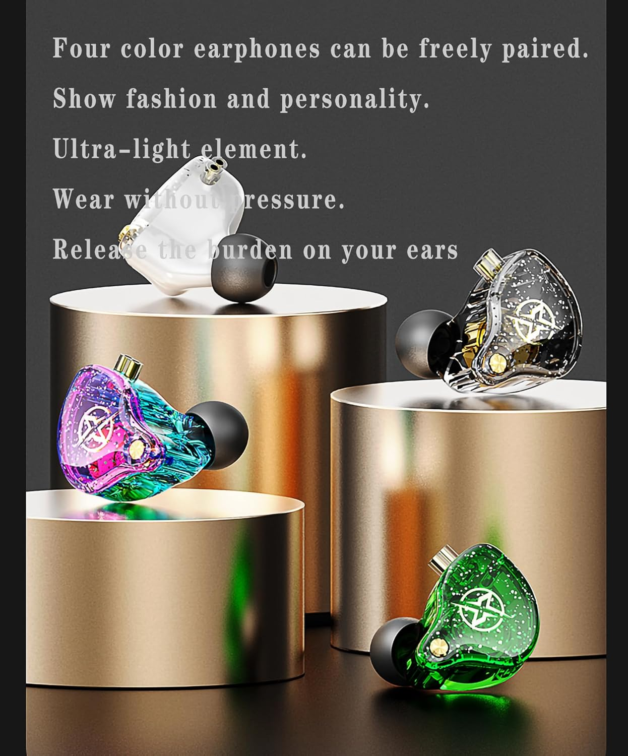 KAMINRUN FEDAI DX2 Melody in Ear Monitors Wired Earbuds Headphones IEM Hifi Bass,Dynamic Dual Driver Wired Sport Earphone with TPE Cable for Musicians,Singer,On Stage,Studio and Gym (Purple with Mic)