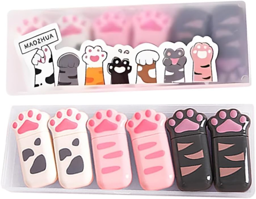 White Corrcetion Tape,6 Pack Mini Japan Corrcetion Tape Pen,With Easy to Use Kawaii Cat Paw Applicator,Cute Stationery Set Kawaii Birthday Gifts Set for Back to School Supplies image number 3