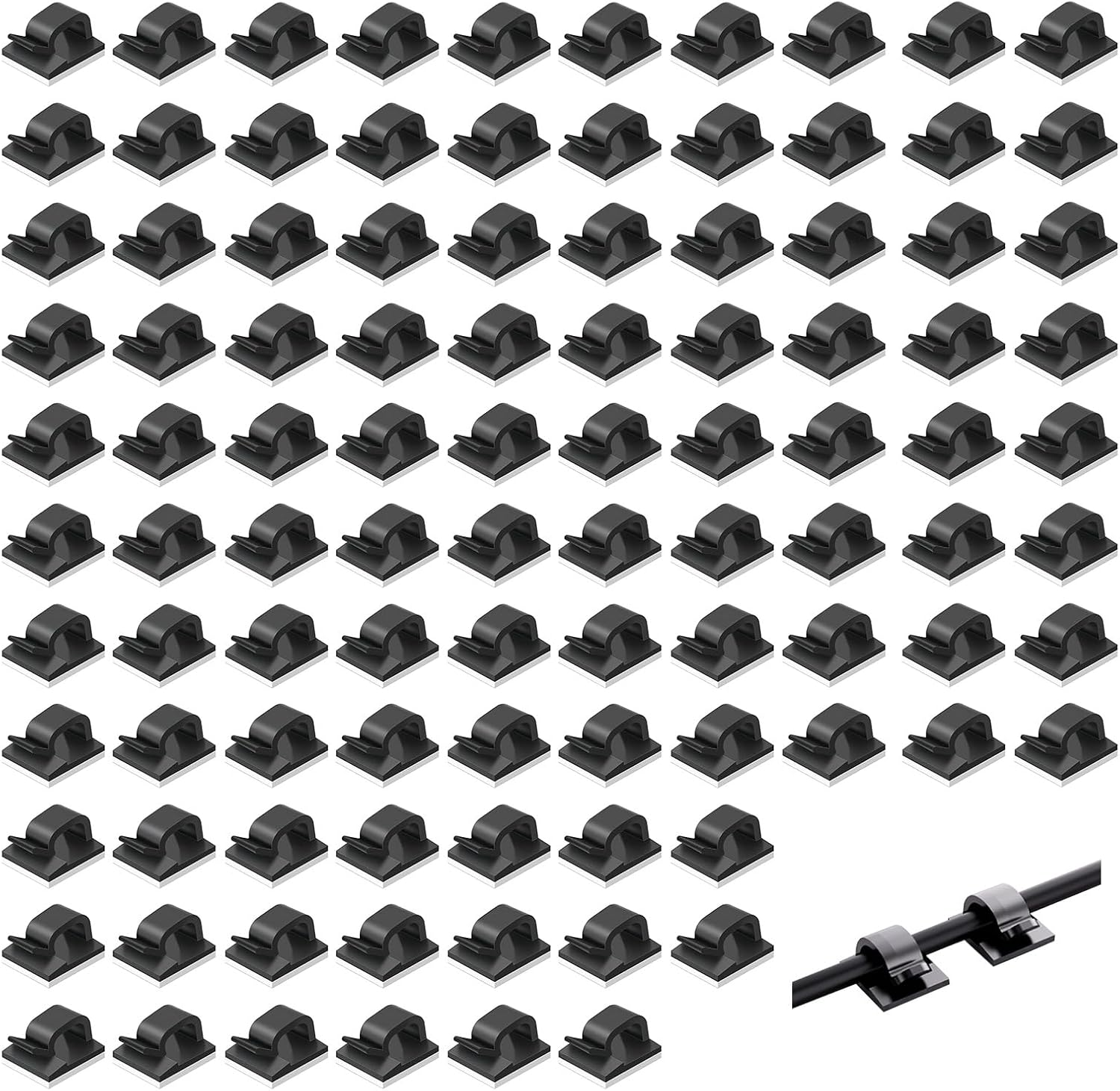 100Pcs Premium Cable Clips with Strong Adhesive for Wire Organization and Management in Office, Home, Car, and Workshop, Durable Wire Holder and Cord Organizer Clamp (Black) image number 5