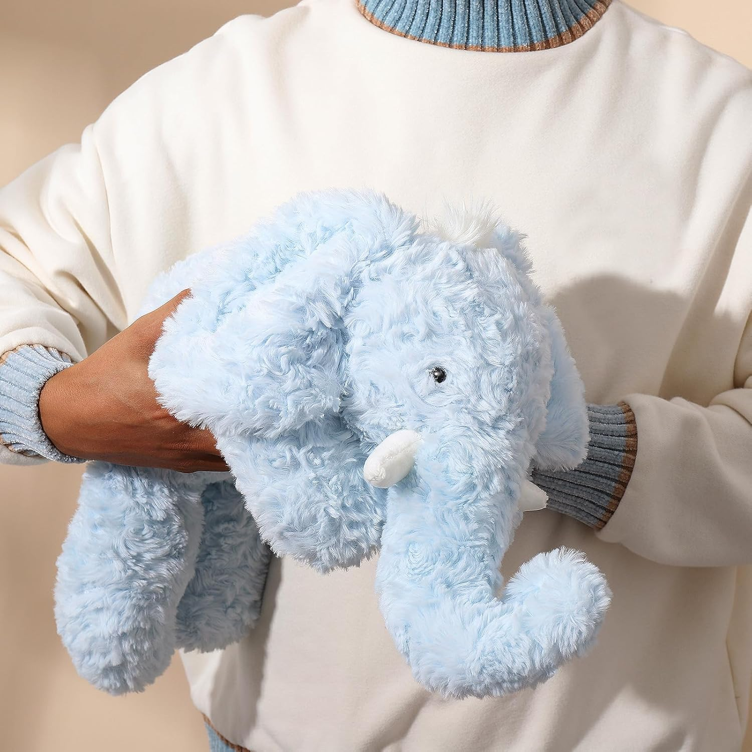 62CM Soft Elephant Stuffed Animal, Sturdy and Fluffy Blue Elephant Plush Toy for Kids Cuddle, Cute Plushy Hugging Pillow Toy for Kids(62X20X15Cm) image number 2