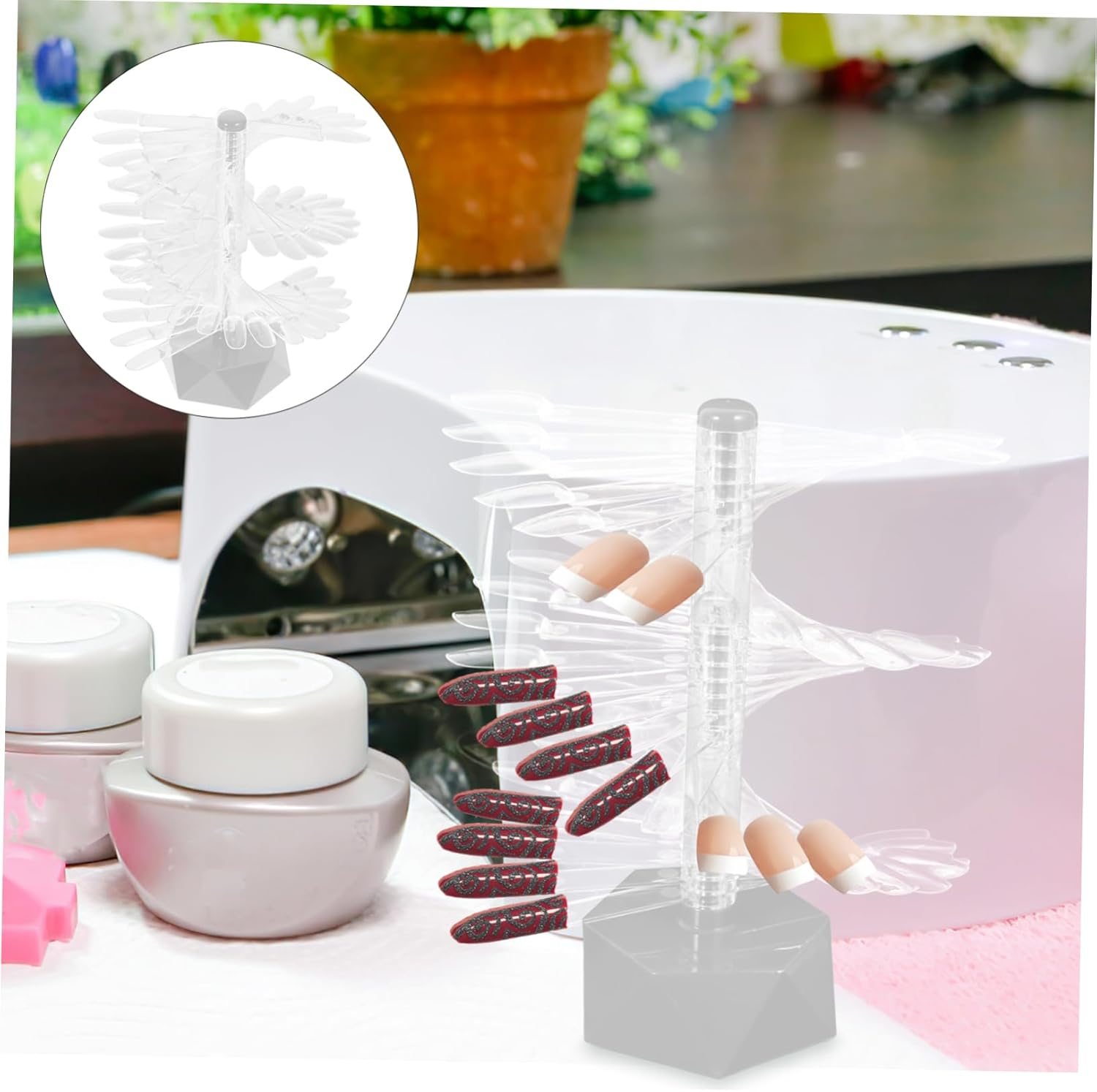 SAFIGLE Clear Nail Display Stand Spiral Tips Holder for Manicure Practice Unique Design for Nail Salons Schools and Home Use Decorative and Practical image number 6