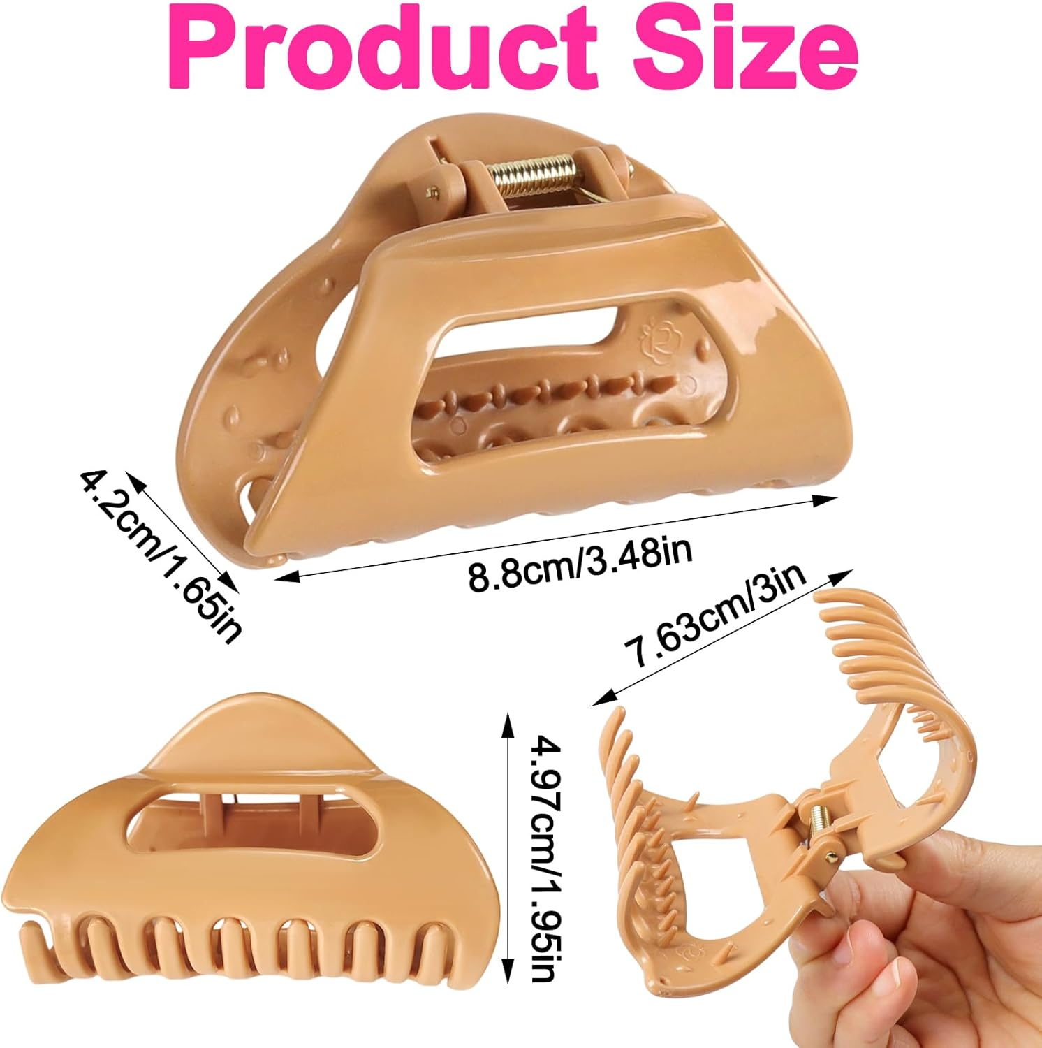 Pack of 4 Soft Claw Clips, Triangle Claw Clips, Hair Clips, Cloud Clip, Women, Non-Slip Soft Hair Clip, Silicone Foamy Clips, Ponytail Hair Clip for Thick or Fine Hair, Parties, Casual, Daily image number 6