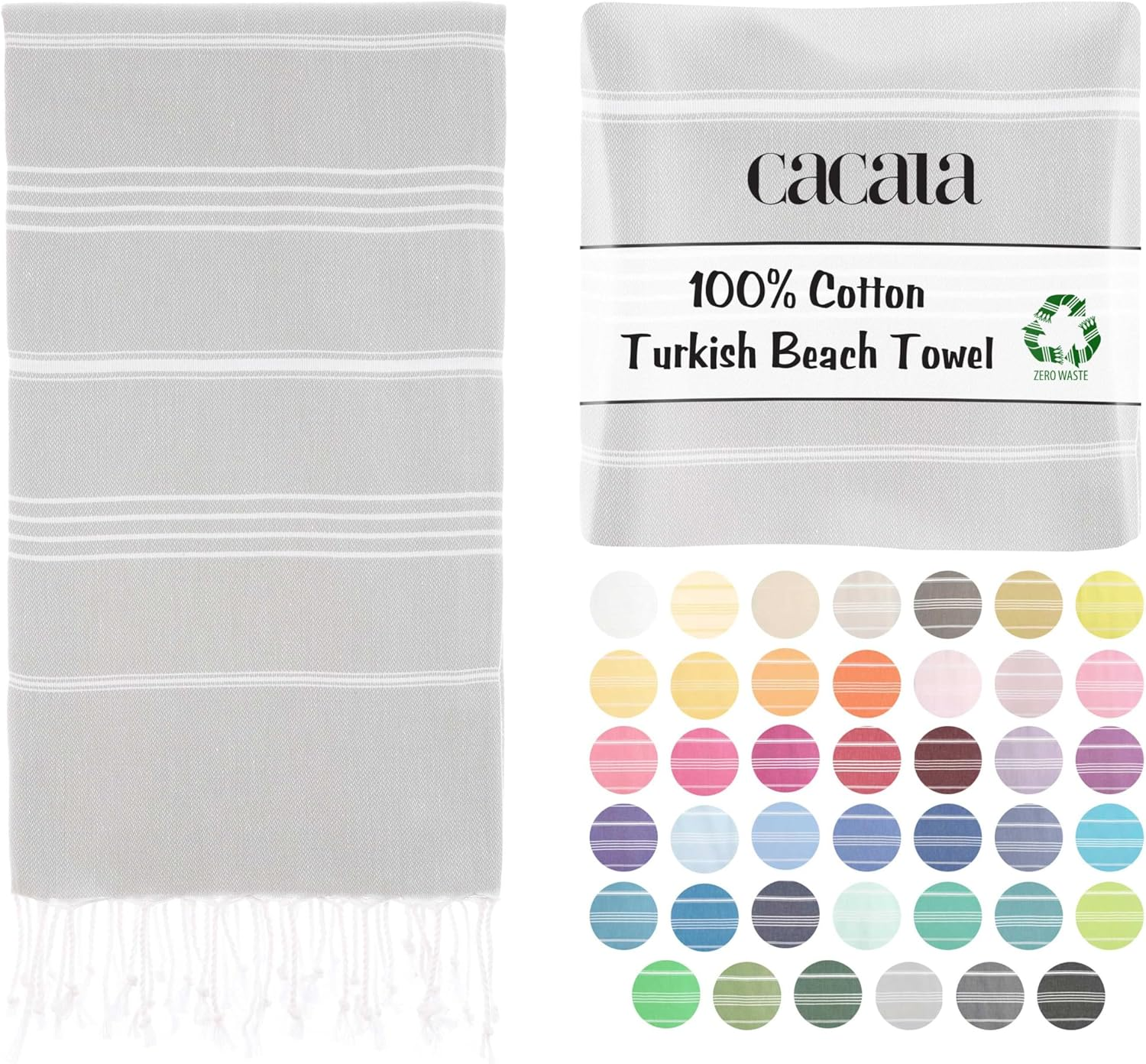 CACALA Pure Series Turkish Bath Towels &ndash; Traditional Peshtemal Design for Bathrooms, Beach, Sauna &ndash; 100% Natural Cotton, Ultra-Soft, Fast-Drying, Absorbent &ndash; Warm, Rich Colors with Stripes image number 3