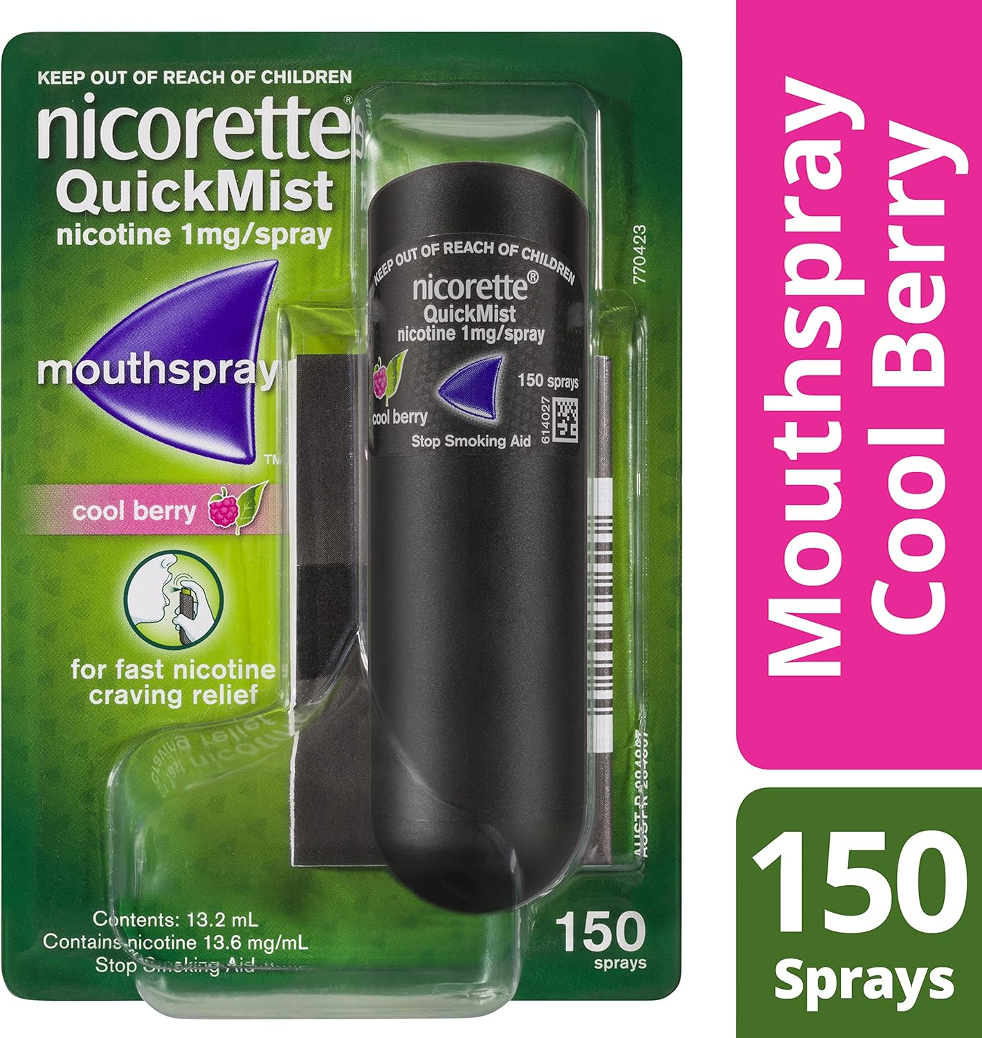 Nicorette Quit Smoking Quickmist Nicotine Mouth Spray Cool Berry 150 Pack image number 2