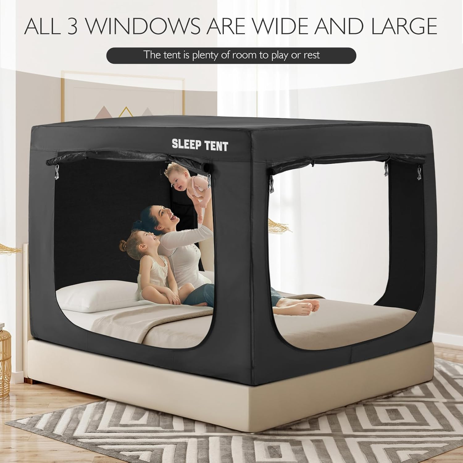 YAVIL Queen Bed Canopy Tent - Portable Dream Tent Indoor Sleeping 70% Blackout image number 1