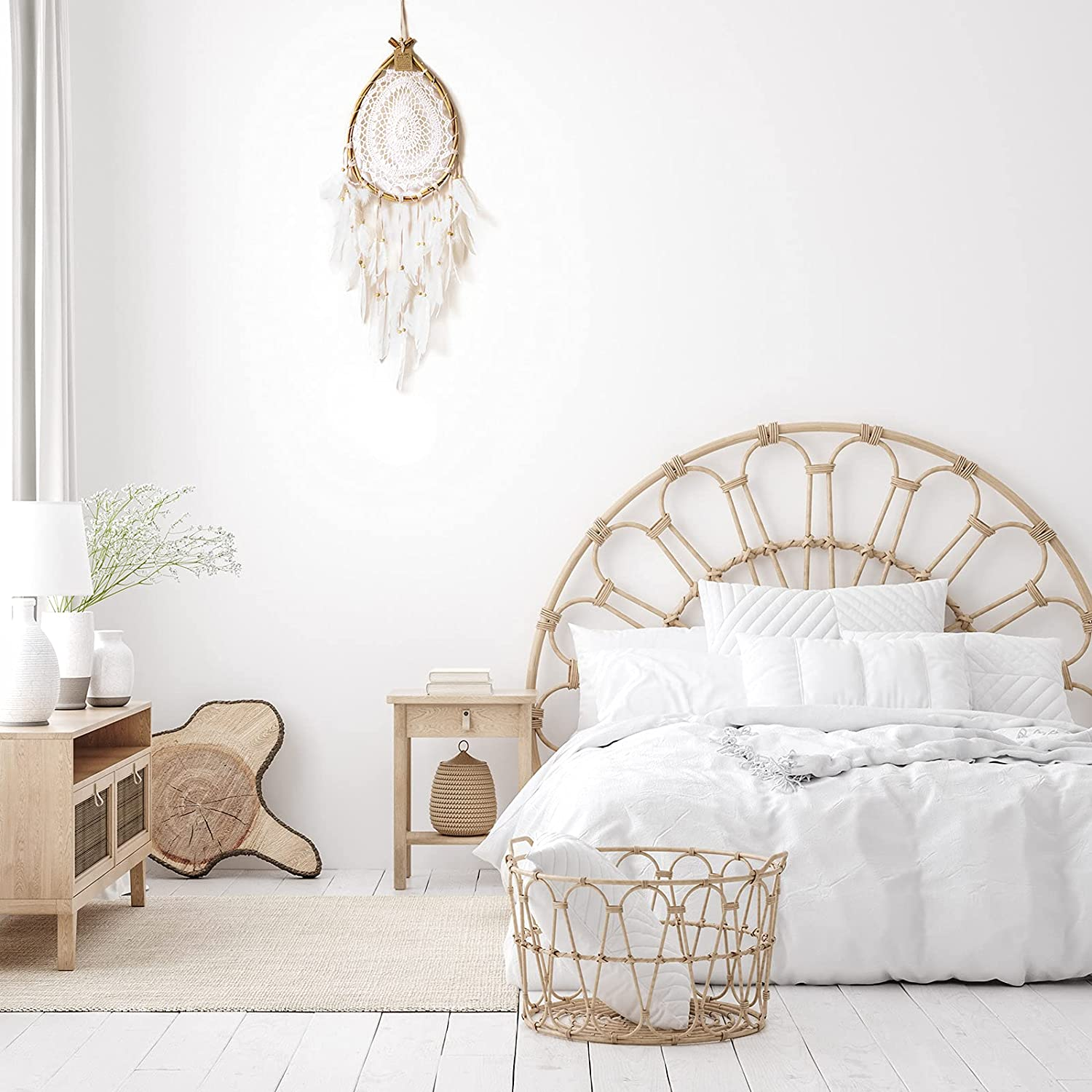 Dream Catcher Wall Hanging Boho Style Dreamcatcher Teardrop Shape Bohemian Decor Item Hand Crafted Weddings Crochet Hippie Gypsy Style Wall Hanger Decoration Bedroom Ornament Hand Made 24Cm X 80Cm image number 3