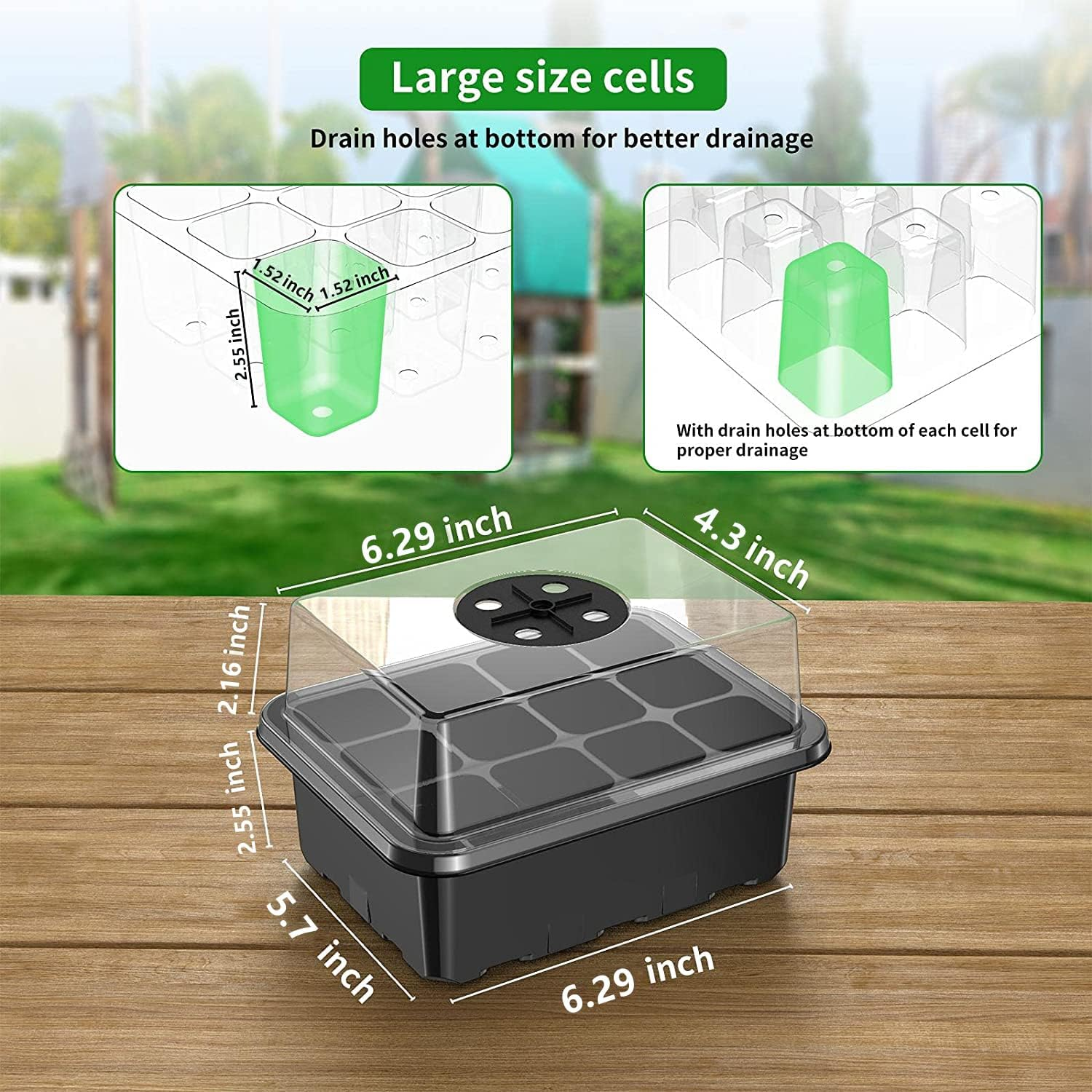 Seed Starter Tray Kit 10 Pack Seed Starting with Humidity Adjustable Dome and Base Vented Trays for Greenhouse & Gardens 120 Cells Growing Trays Mini Propagator Suitable for Seedling image number 1