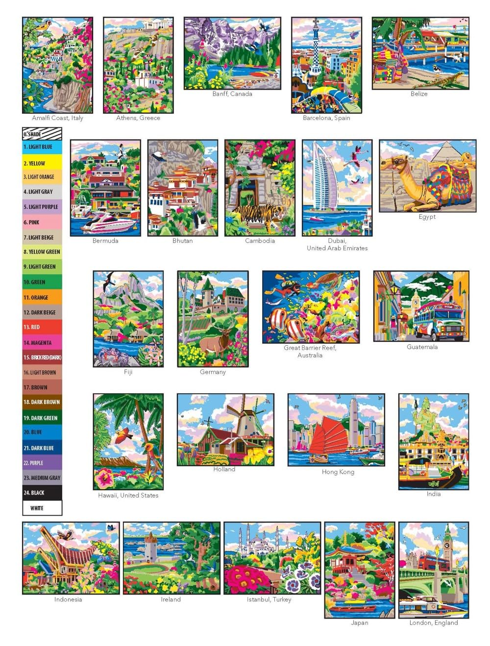Creative Haven around the World Color by Number image number 5