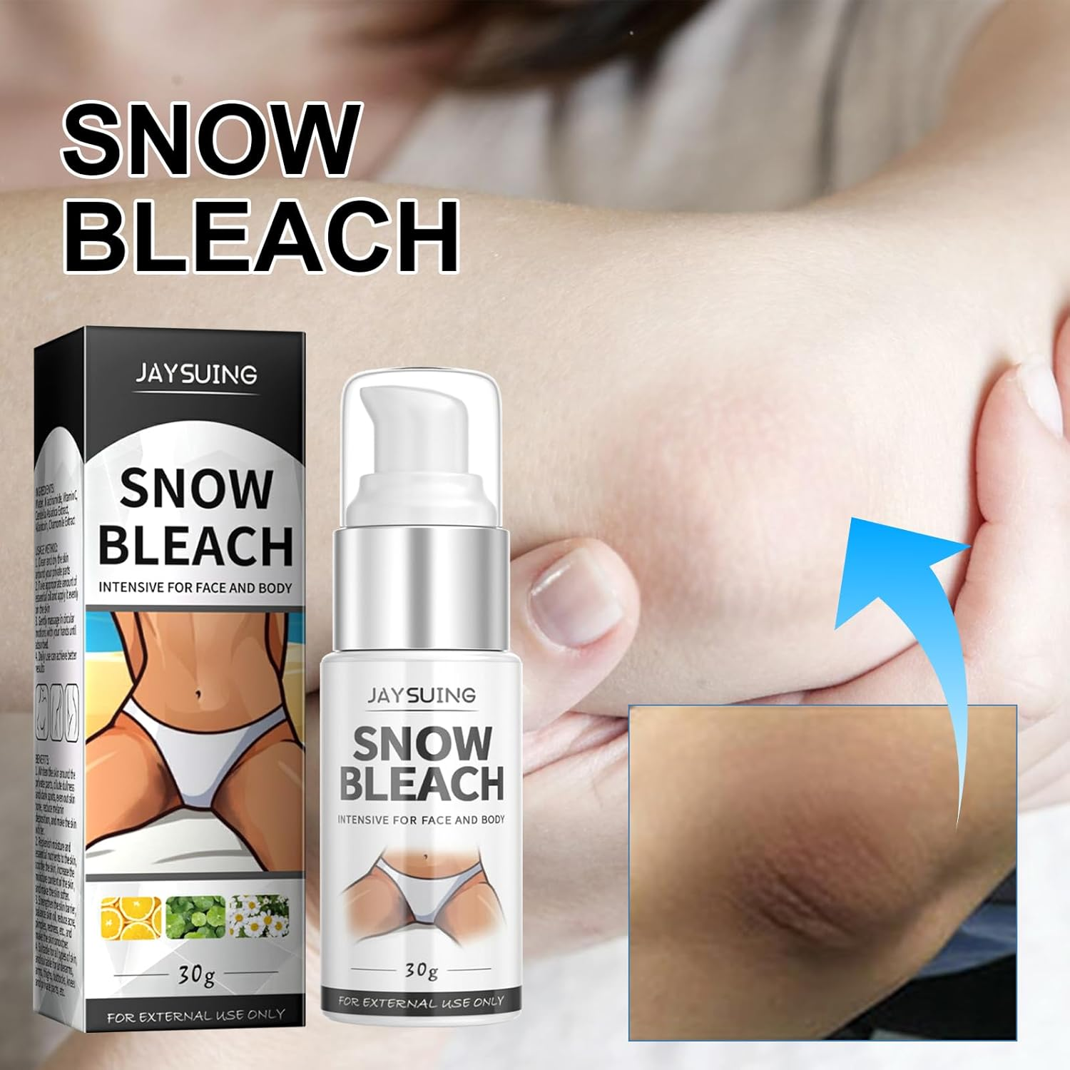 Snow Bleach Oil Skin Whitening and Brightening Serum for Underarm Thigh Bikini Area with Niacinamide Vitamin C Extracts image number 3
