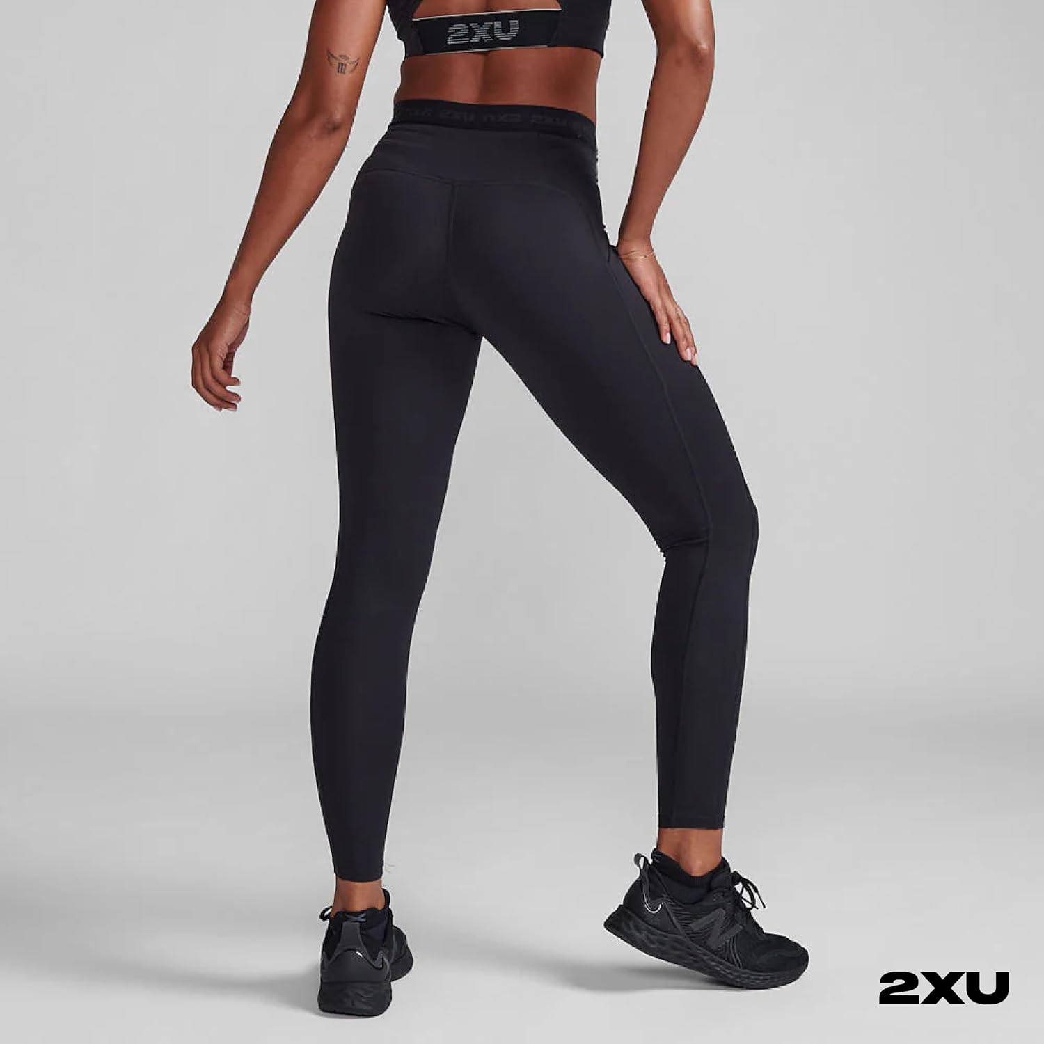 2XU Women'S Form Stash Hi-Rise Compression Tight - Performance Activewear for Training, Improved Recovery - Black/Black image number 6