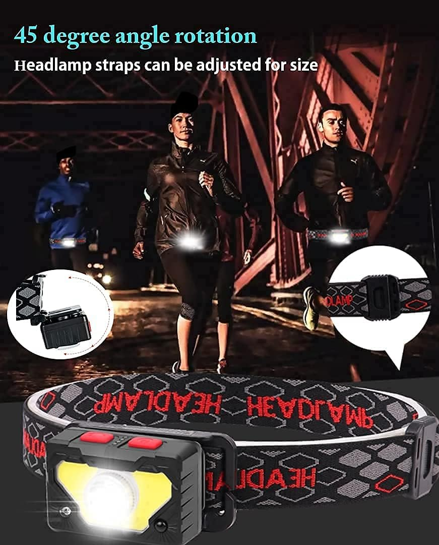 GRUTTI Head Lamps Outdoor LED Rechargeable Hiking Headlamps Flashlight 2 Pack for Camping, Forehead, Waterproof, USB Charge, 8 Modes