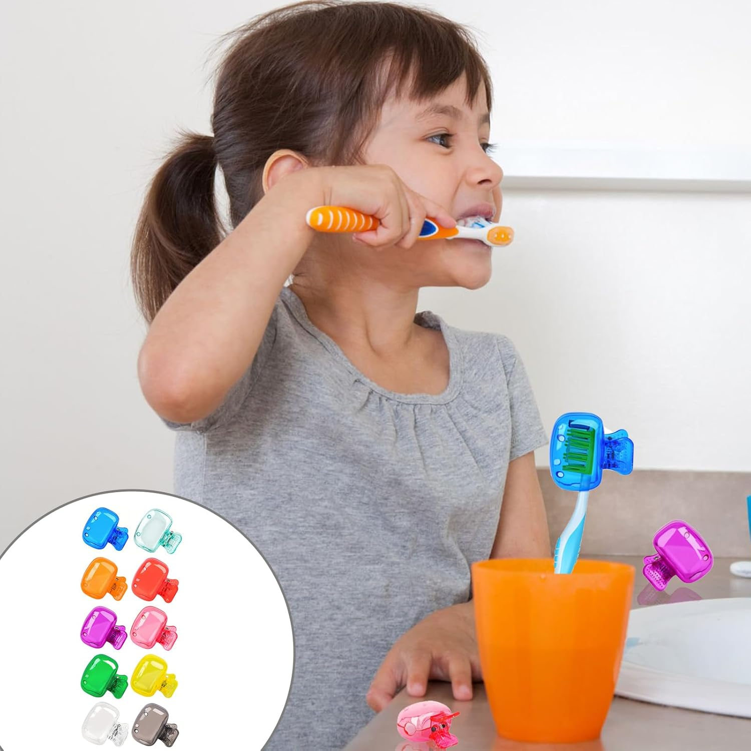 10Pcs Toothbrush Covers, Toothbrush Head Cover, Portable Durable Toothbrush Cover Clip with Manual and Electric Toothbrush, Toothbrush Covers Head Cap for Home Travel Bathroom School Camping image number 6