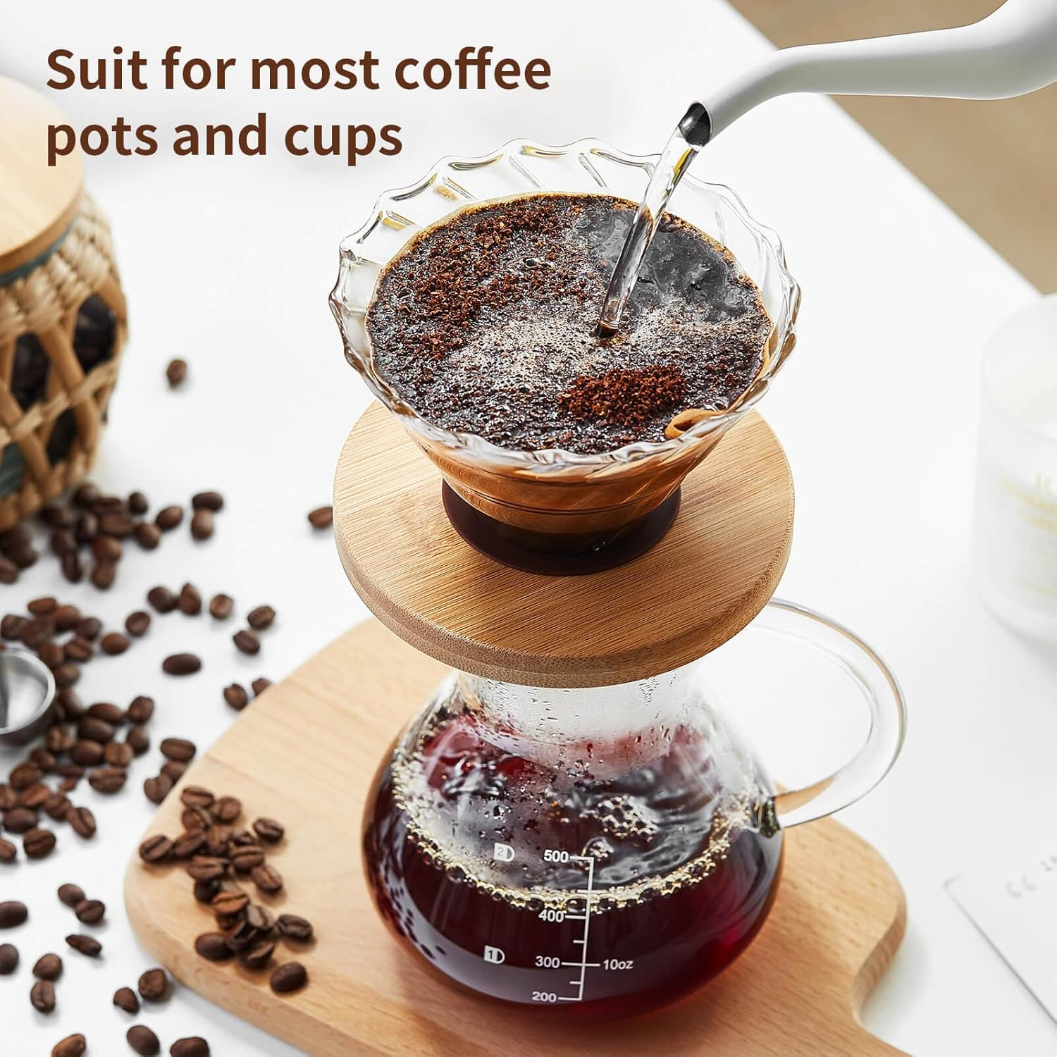 Pour over Coffee Dripper, Stainless Steel Coffee Filter with Double Layer Mesh, Cone Shape, Reusable Pour over Coffee Filter 1-2 Cup image number 2