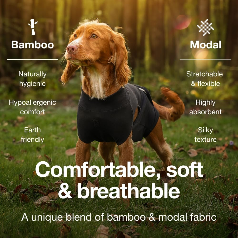 Pupshield - Dog Surgery Recovery Suit for All Dog Sizes - Easy Use anti Lick - Spay & Neuter Recovery Suit, Surgical Onesie for Dogs - Dog Cone Alternative (Black, Medium (Weight:35-60 LBS)) image number 3