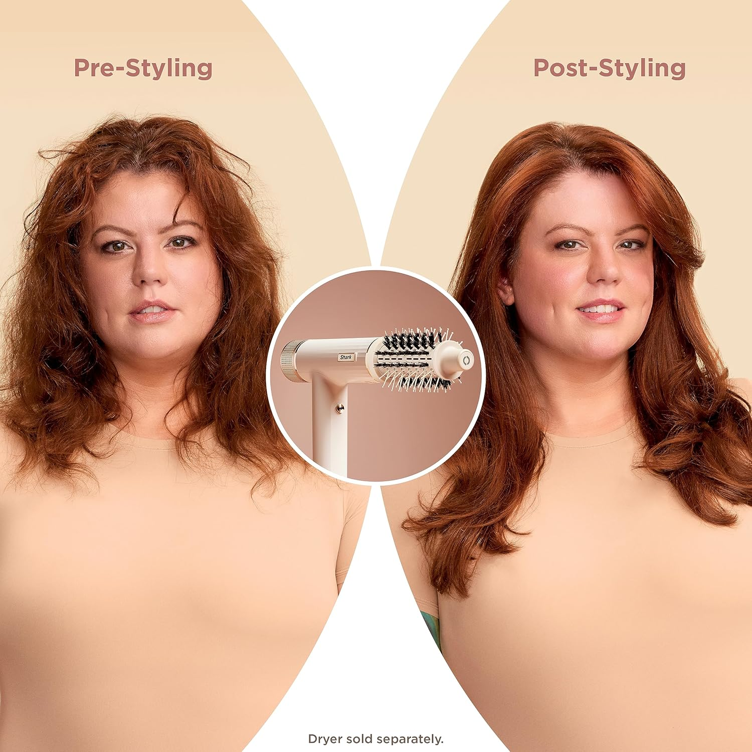 Shark Speedstyle Express Touchup Brush, Attachment for Shark Speedstyle Blow Dryers, Hair Drying & Styling Tool, for Shaping Bangs, Layers, & Ends, for All Hair Types, Stone, XSKHD3RRBA image number 1