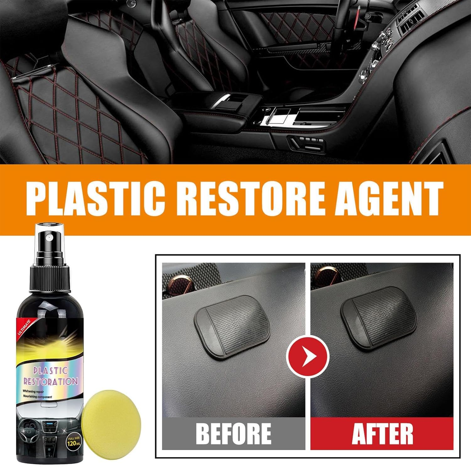 Weldphur Interior Detailer - Vehicle Interior Restorer | Long Lasting Automotive Supplies 120Ml for Detailing Vehicle Upholstery Leather Carpet Truck Rv Bumper image number 6