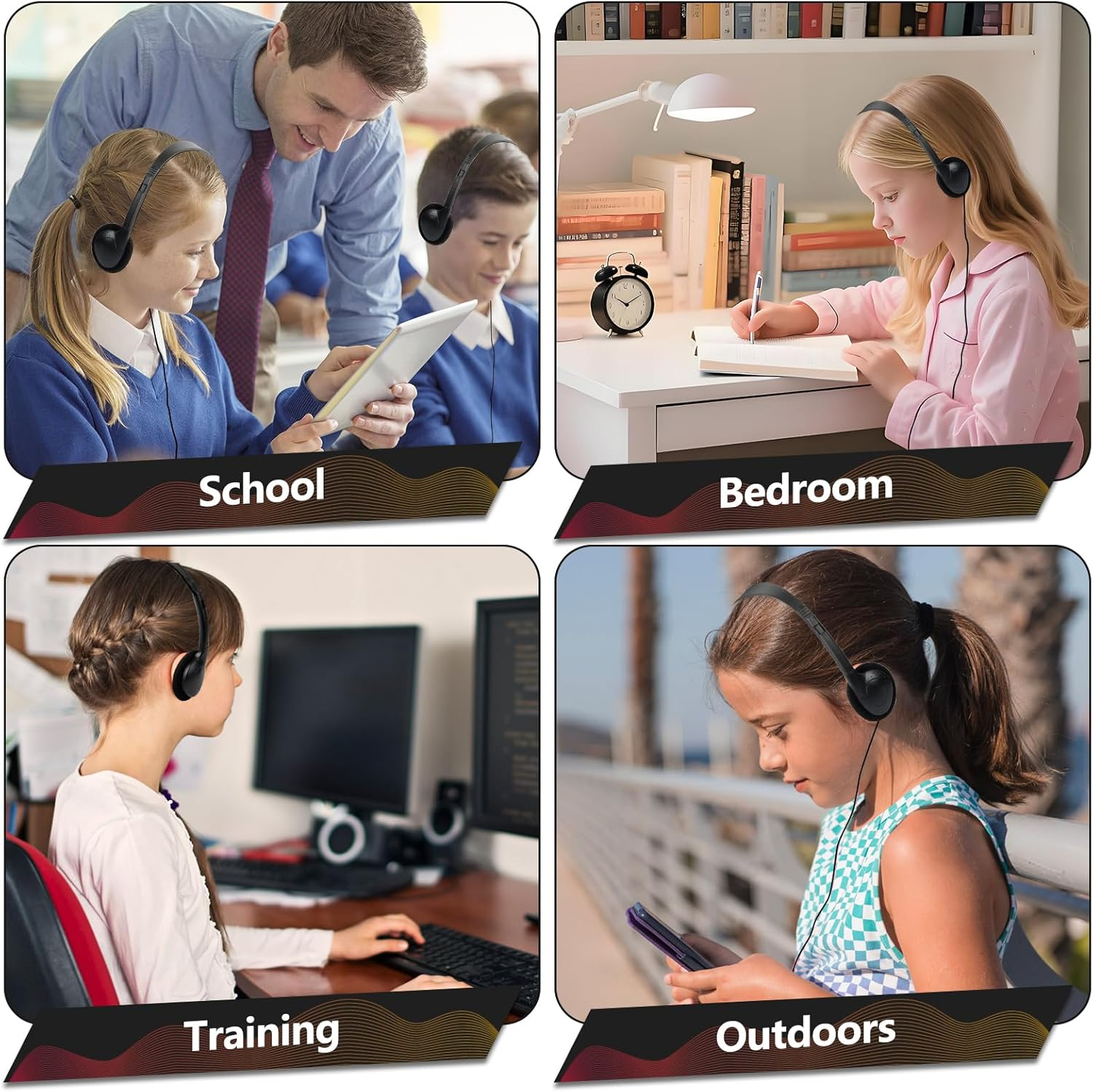 GDBOMA USB C Headphones Bulk 20 Pack for Classroom School Kids,On-Ear Wired Type C Headphones Compatible with Pad Smartphones (Black) image number 4