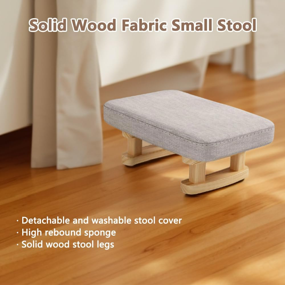 Small Foot Stool Ottoman, Rectangle Fabric Foot Stool Rest, Pouffe Padded Chair Stool with Removable Cover, Sofa Sponge Foot Stool Rest for Couch, Living Room, Bedroom, Entryway image number 1