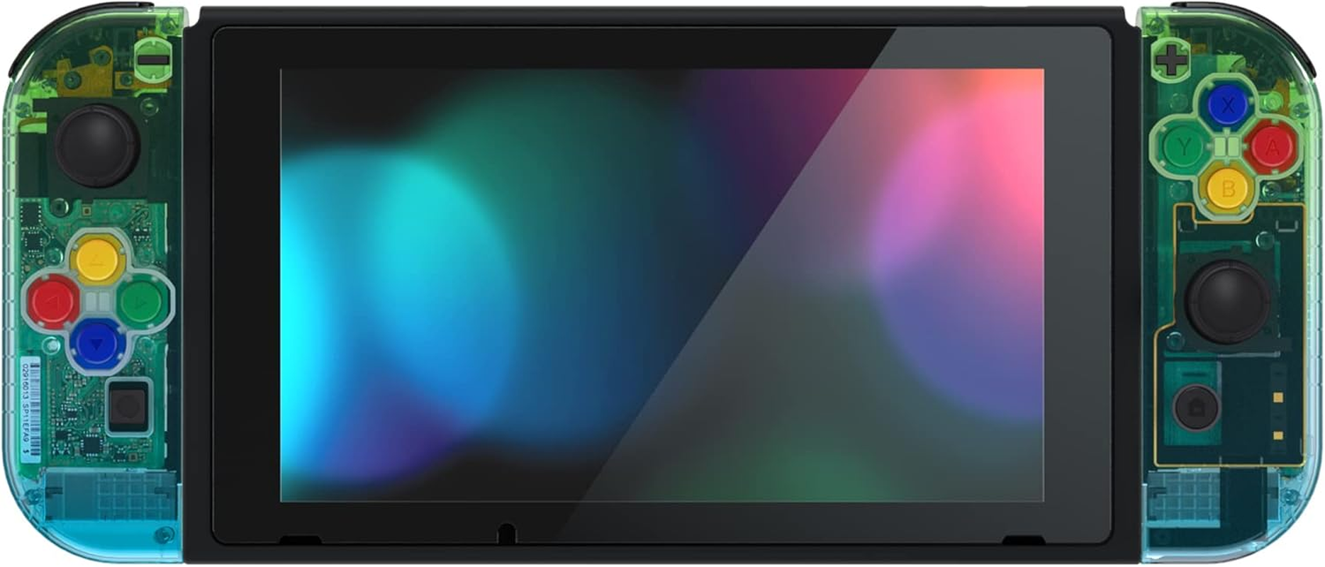 Extremerate Gradient Translucent Green Blue Joycon Handheld Controller Housing with Colorful Buttons, DIY Replacement Shell Case for Nintendo Switch & Switch OLED Model Joy-Con &ndash; Console NOT Included image number 1