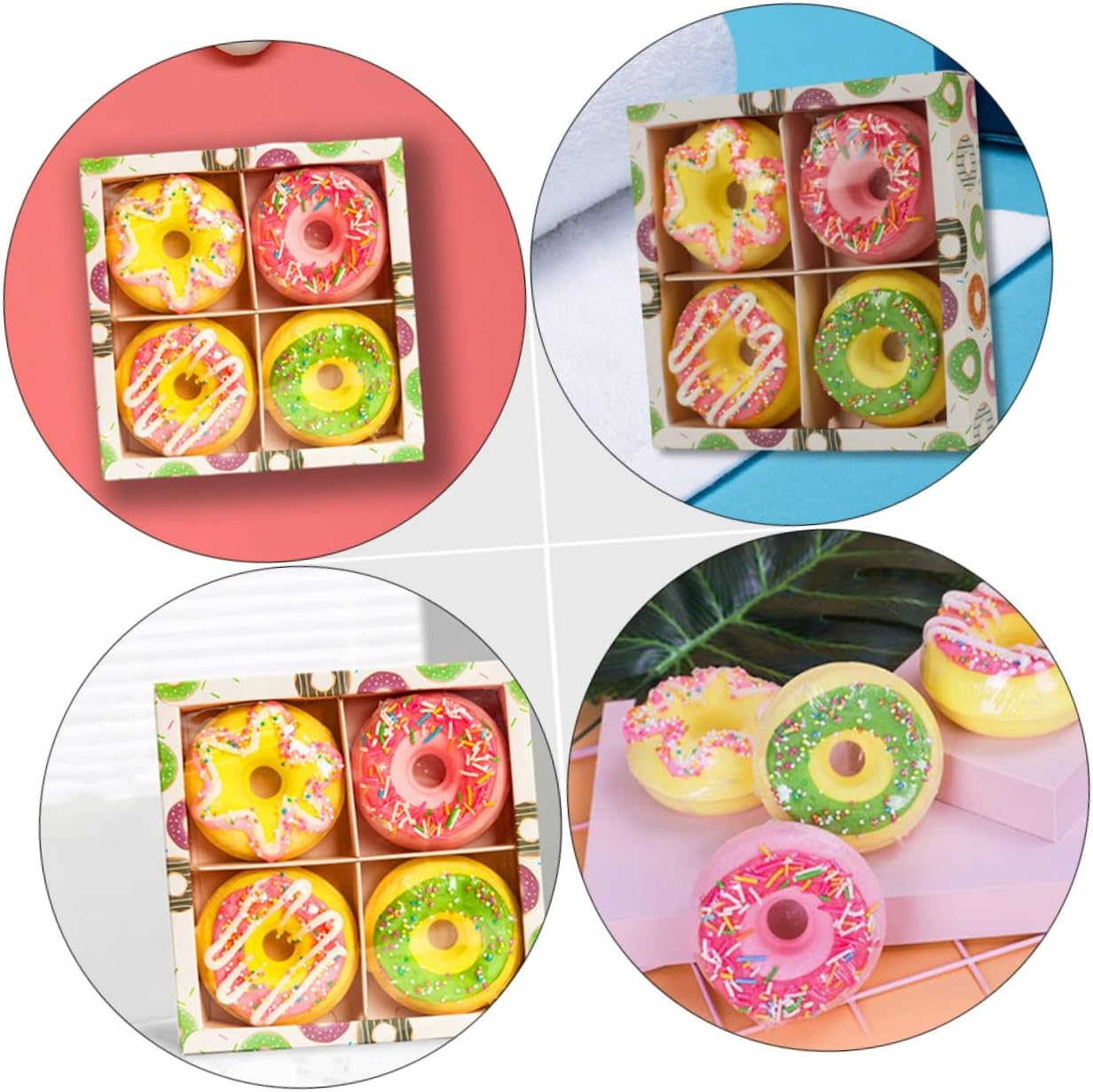 Gogogmee 4Pcs Adorable Spa Bath Balls Doughnut Shape Bath Bomb Home Travel Supplies Random Style image number 5