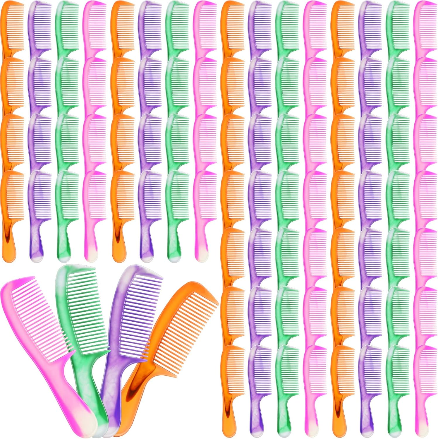 200 Pcs Individually Wrapped Hair Combs Disposable Hair Combs Set Colorful Hair Combs Bulk for Hotel Shelter Homeless Nursing Home Charity Church, 4 Styles